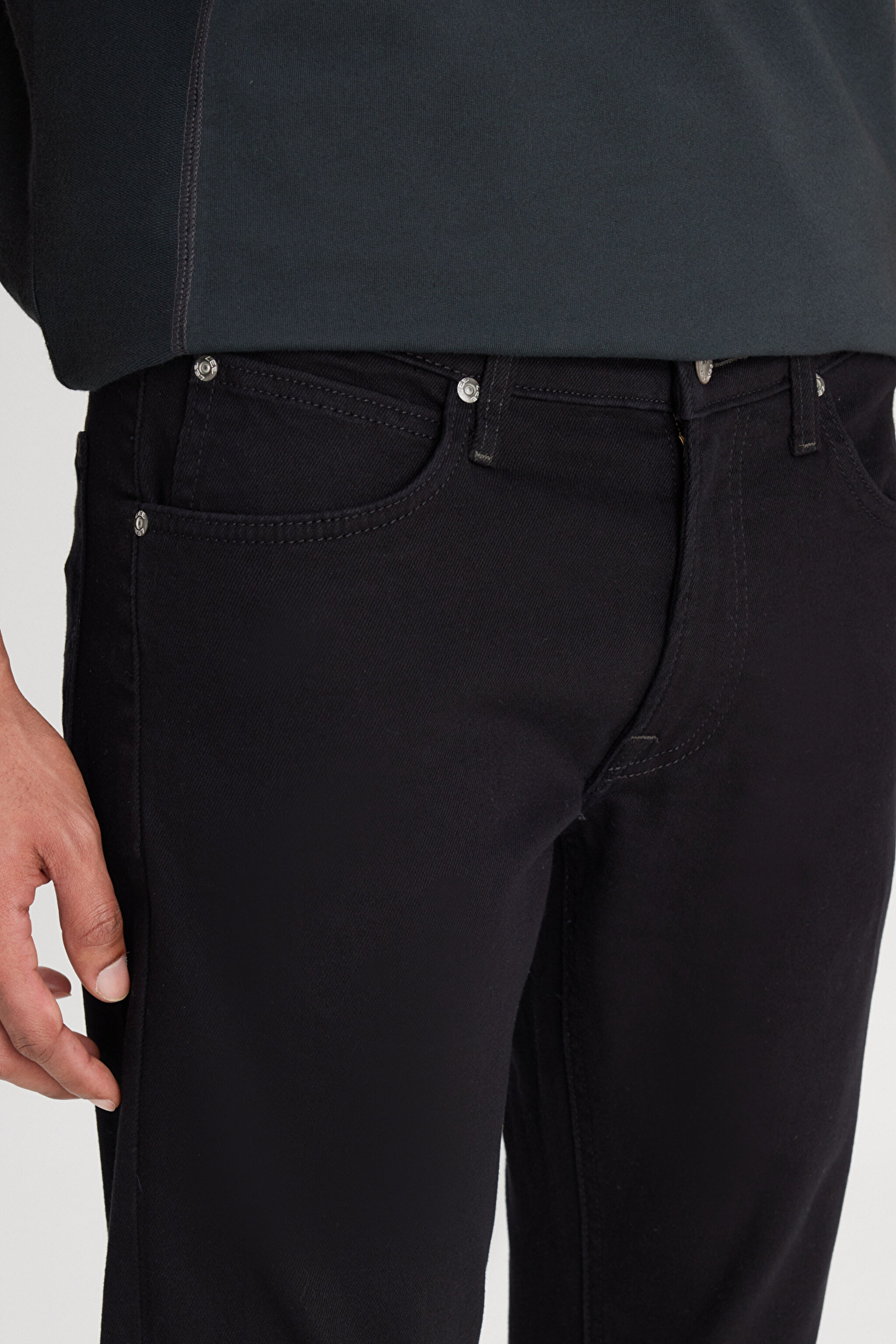 Daren Straight Fit Normal Bel Denim Esnek Jean Kot Pantolon - Black-L706HFAE (görsel 4)