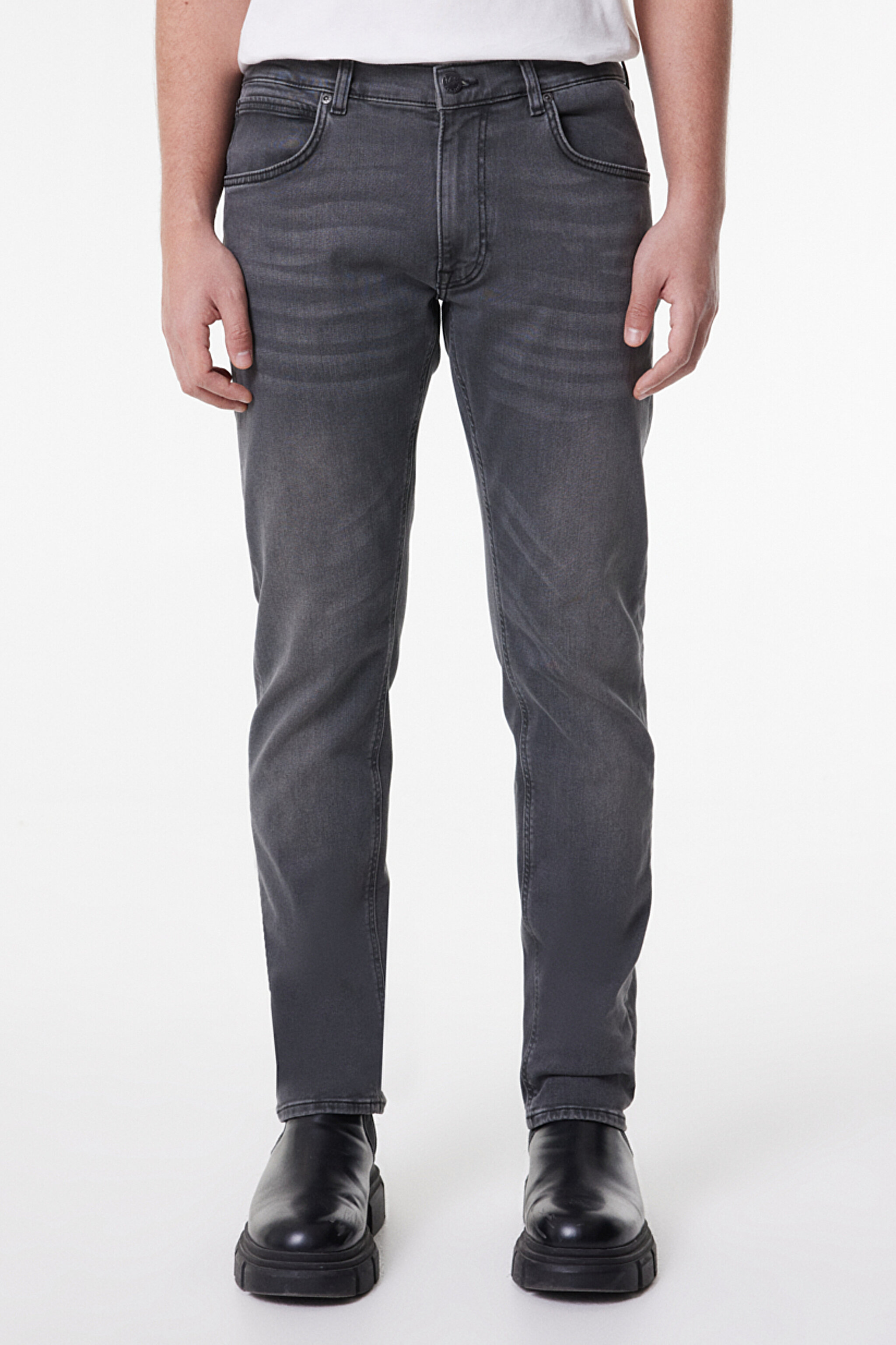 Daren Regular Fit Normal Kesim Normal Bel Gri Esnek Jean Kot Pantolon