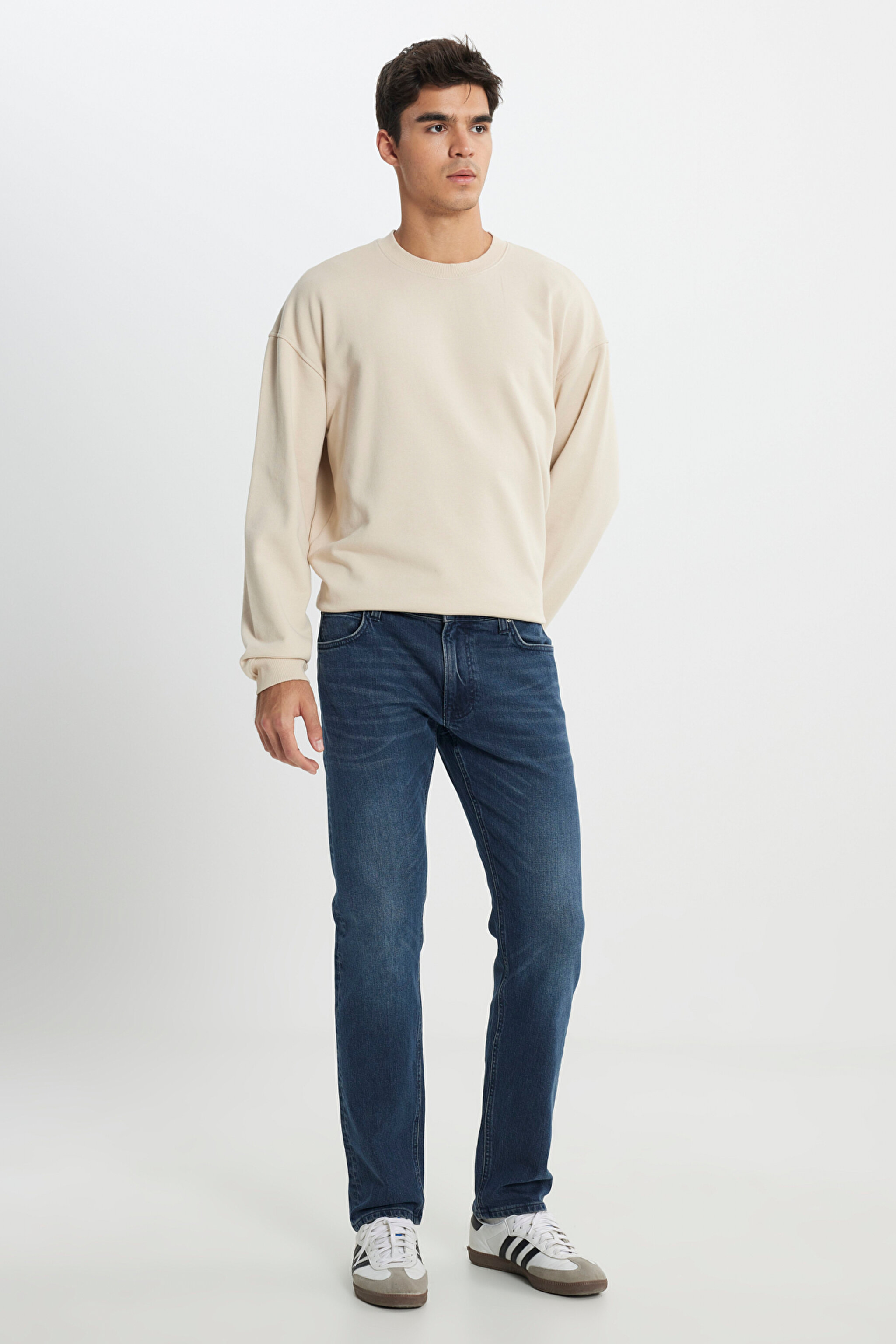 Regular Fit Normal Kesim Normal Bel Düz Paça Daren Mavi Esnek Jean