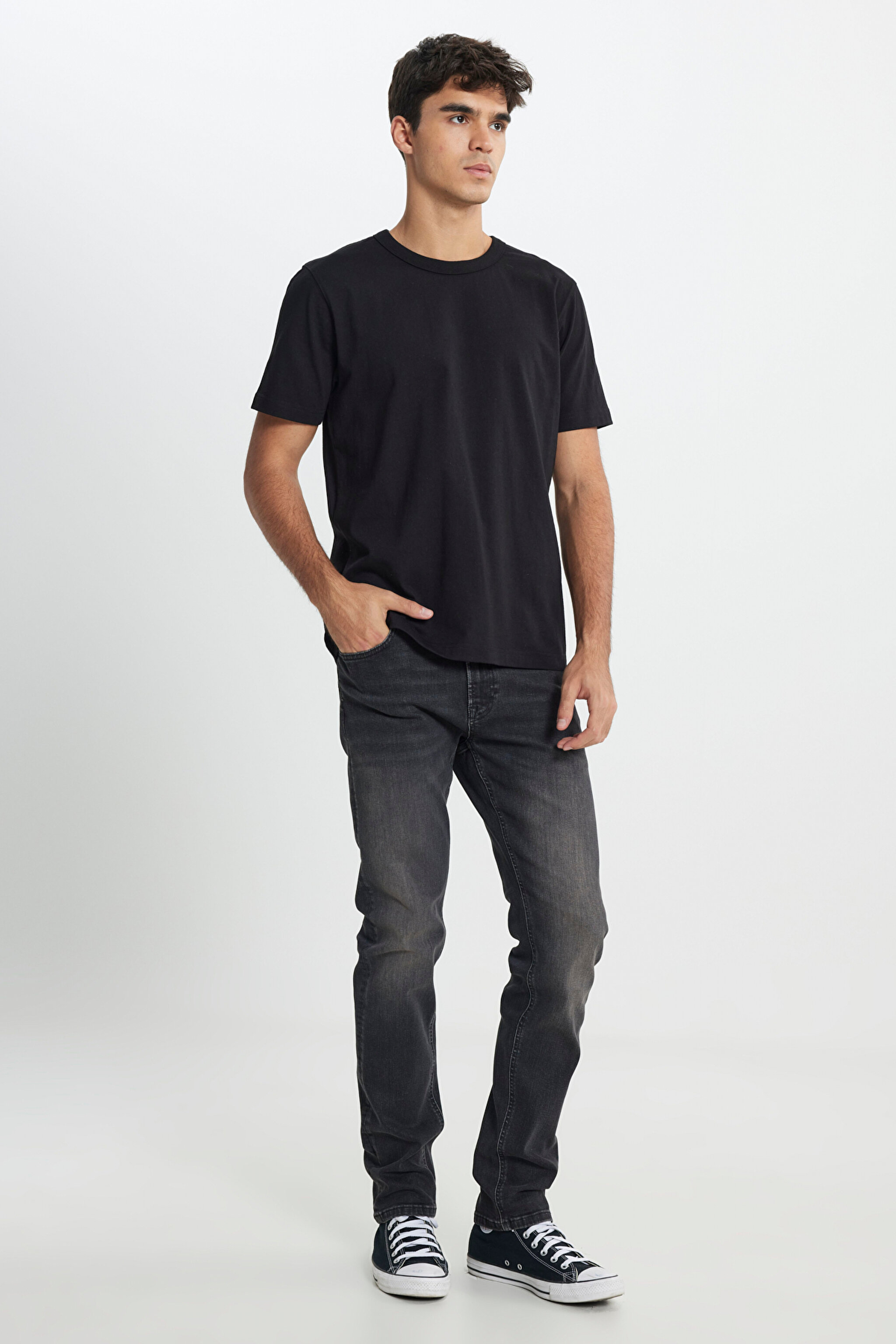 Daren Straight Fit Normal Bel Denim Esnek Jean Kot Pantolon - Dk Worn Magnet-L707PYCB (görsel 3)