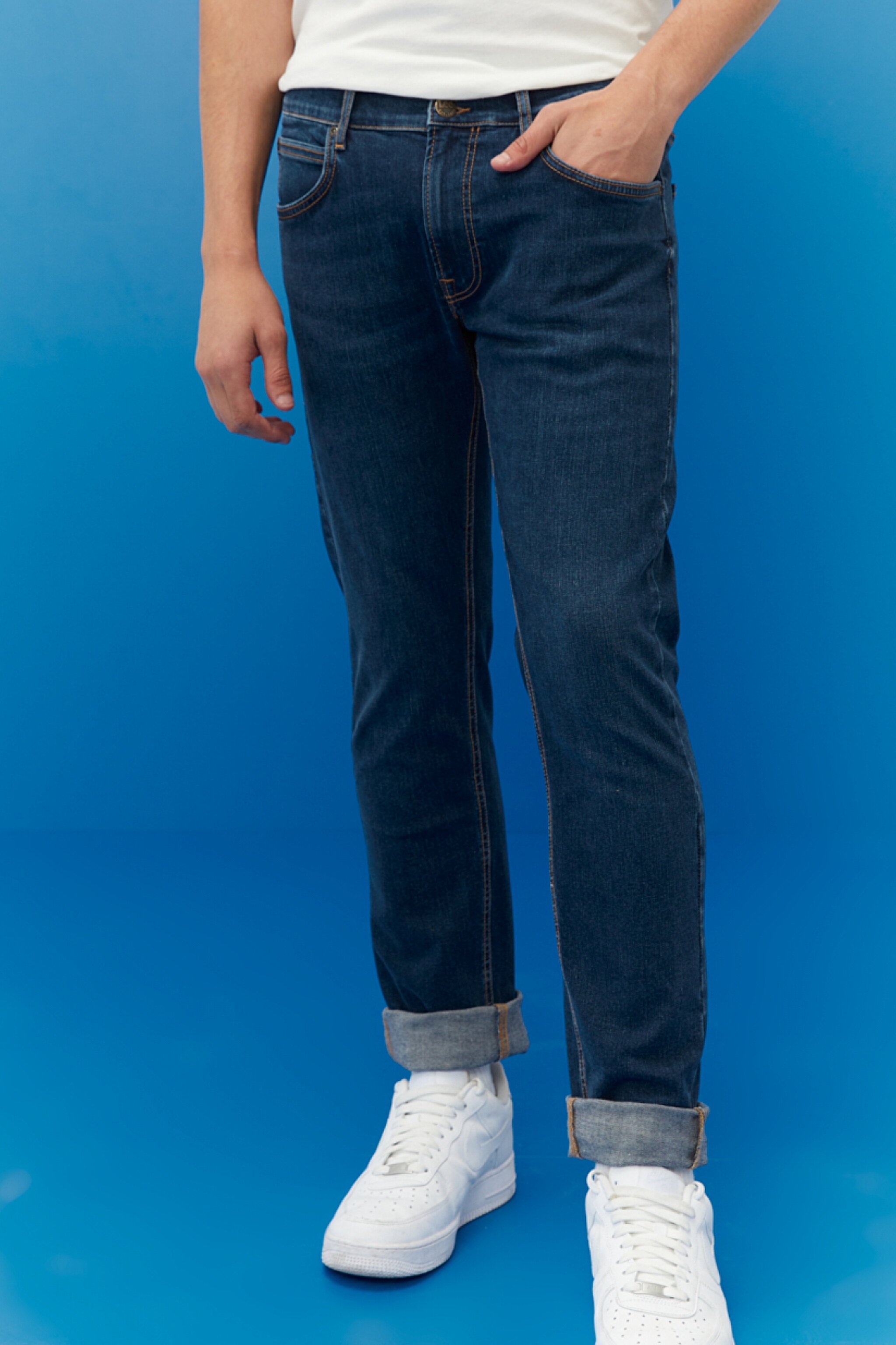 Daren Regular Straight Fit Normal Bel Esnek Jean Kot Pantolon - Dark Worn-L707SQXP (görsel 4)