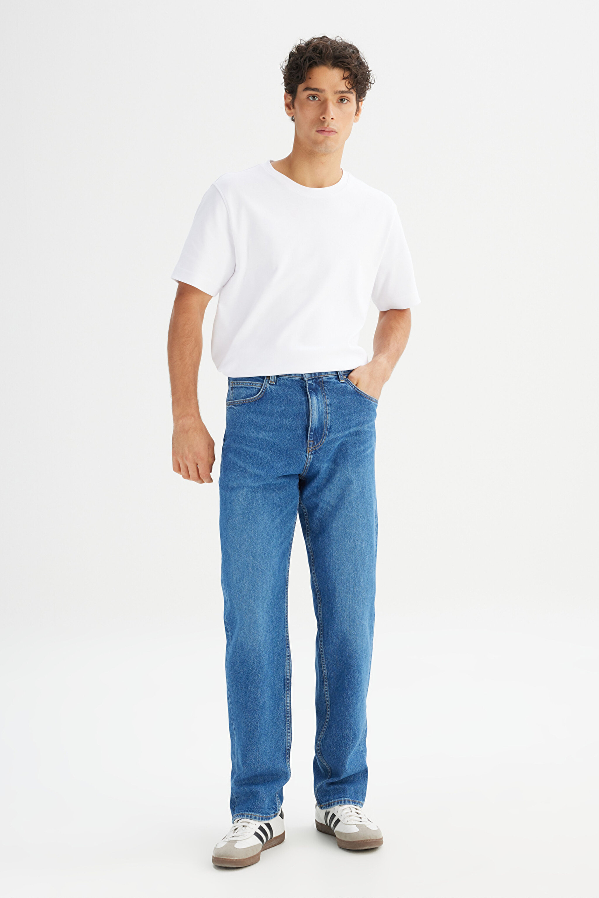Asher Loose Fit Geniş Kesim Düşük Bel İndigo Denim Jean Pantolon