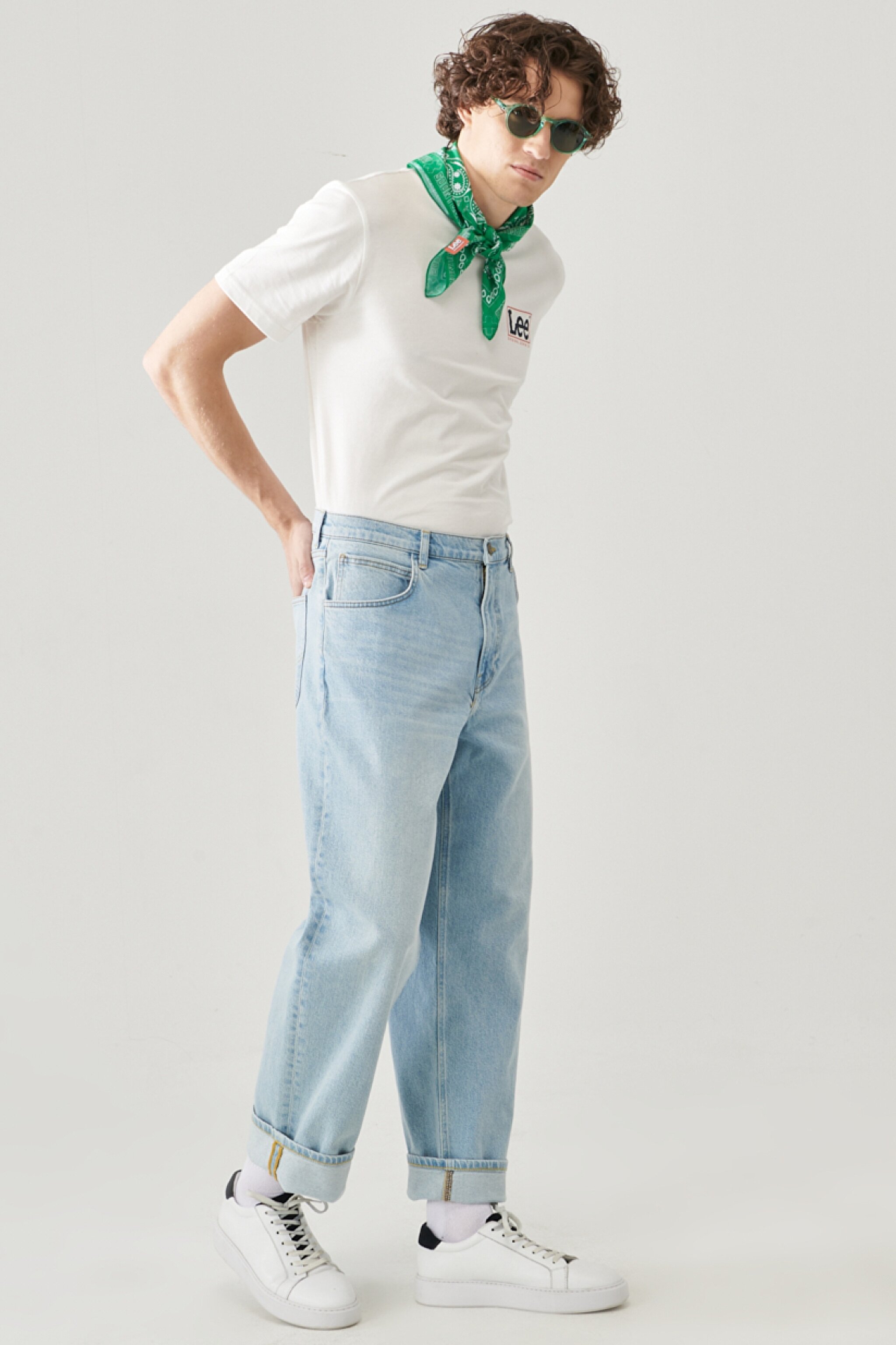 Loose Straight Fit Denim Jean Kot Pantolon - Light Alton-L70EOWJU (görsel 2)