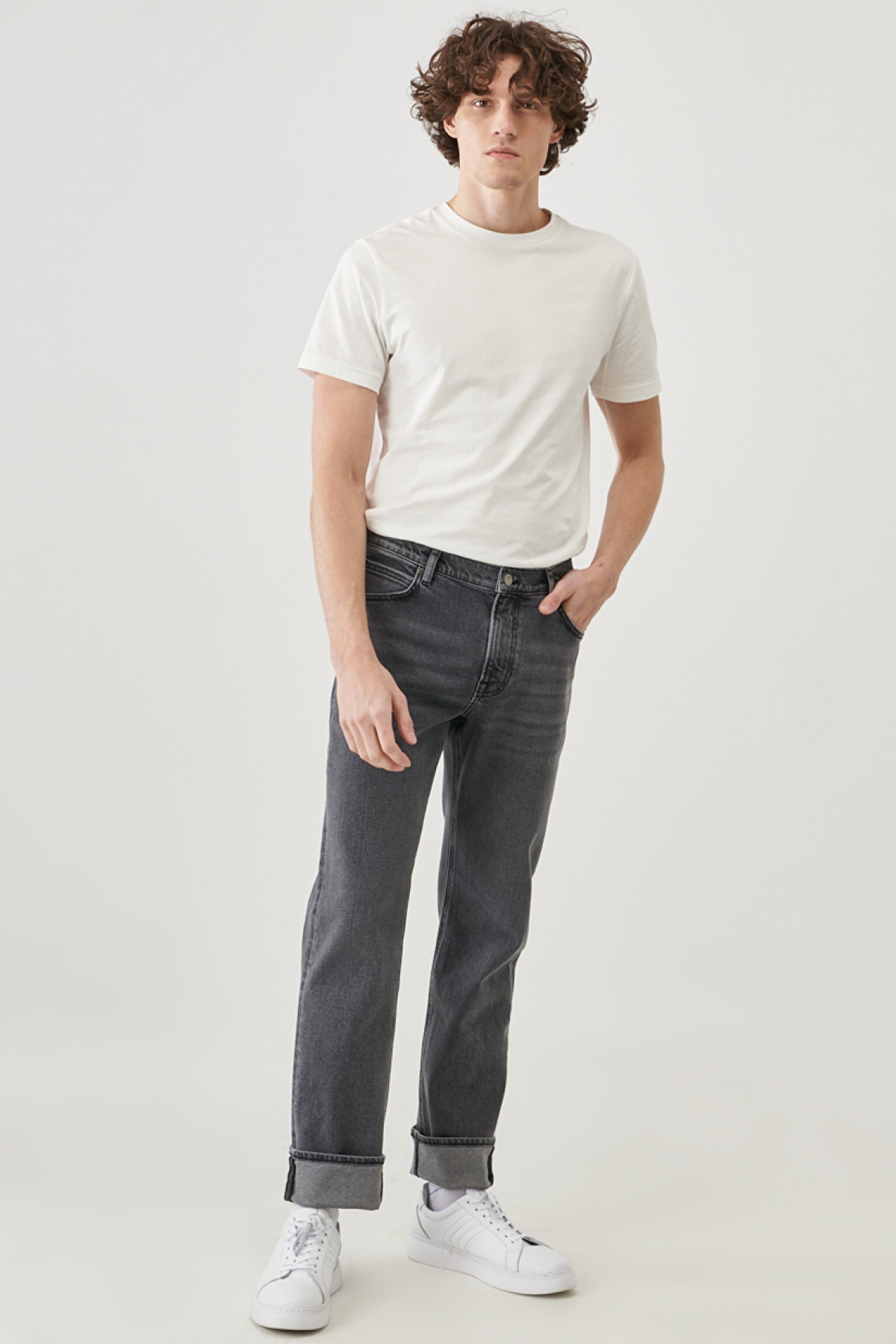 West Relaxed Straight Fit Normal Bel Esnek Jean Kot Pantolon