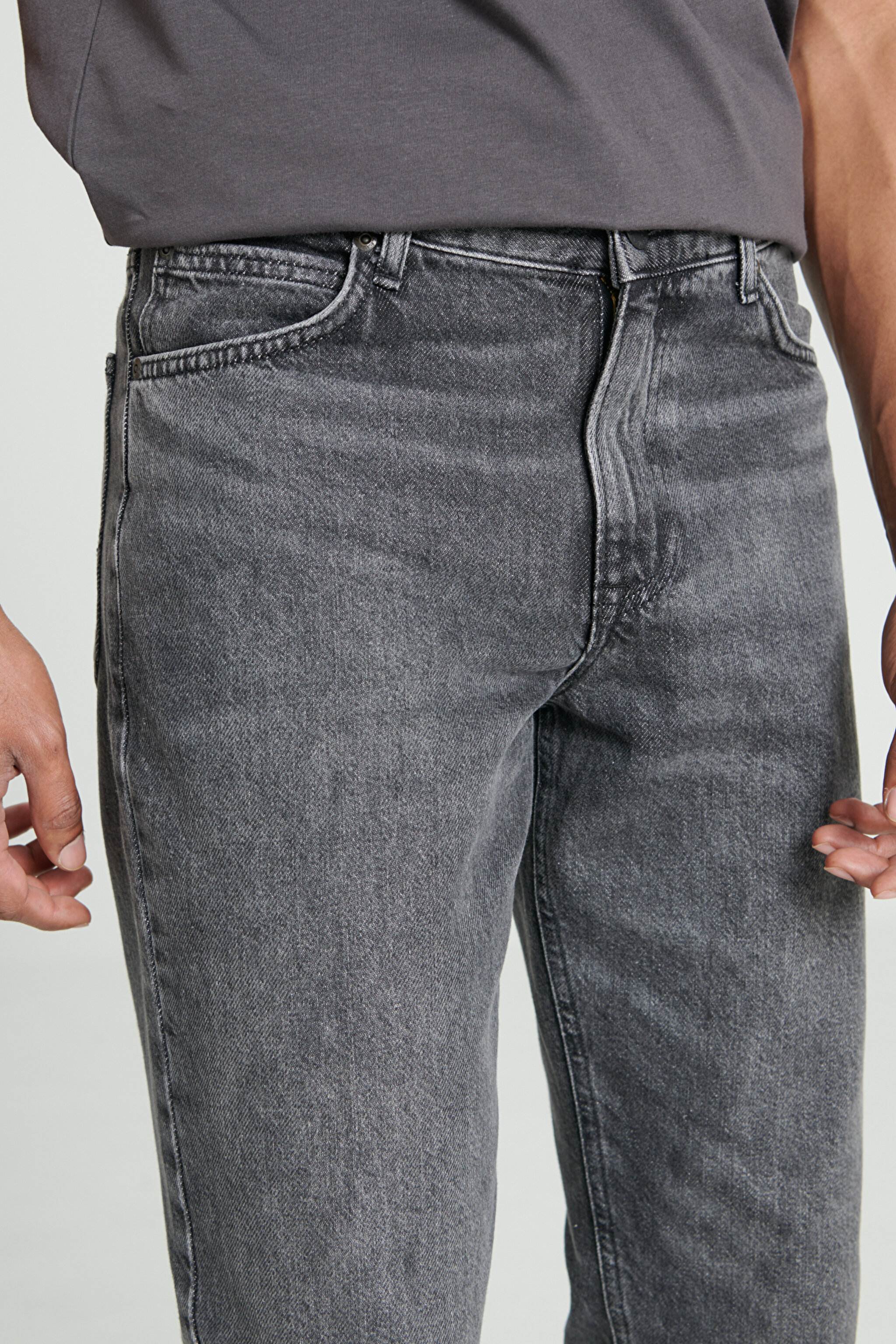 West Loose Fit Rahat Kesim %100 Pamuk Gri Jean Kot Pantolon - Thunder-L70WUOA05 (görsel 3)