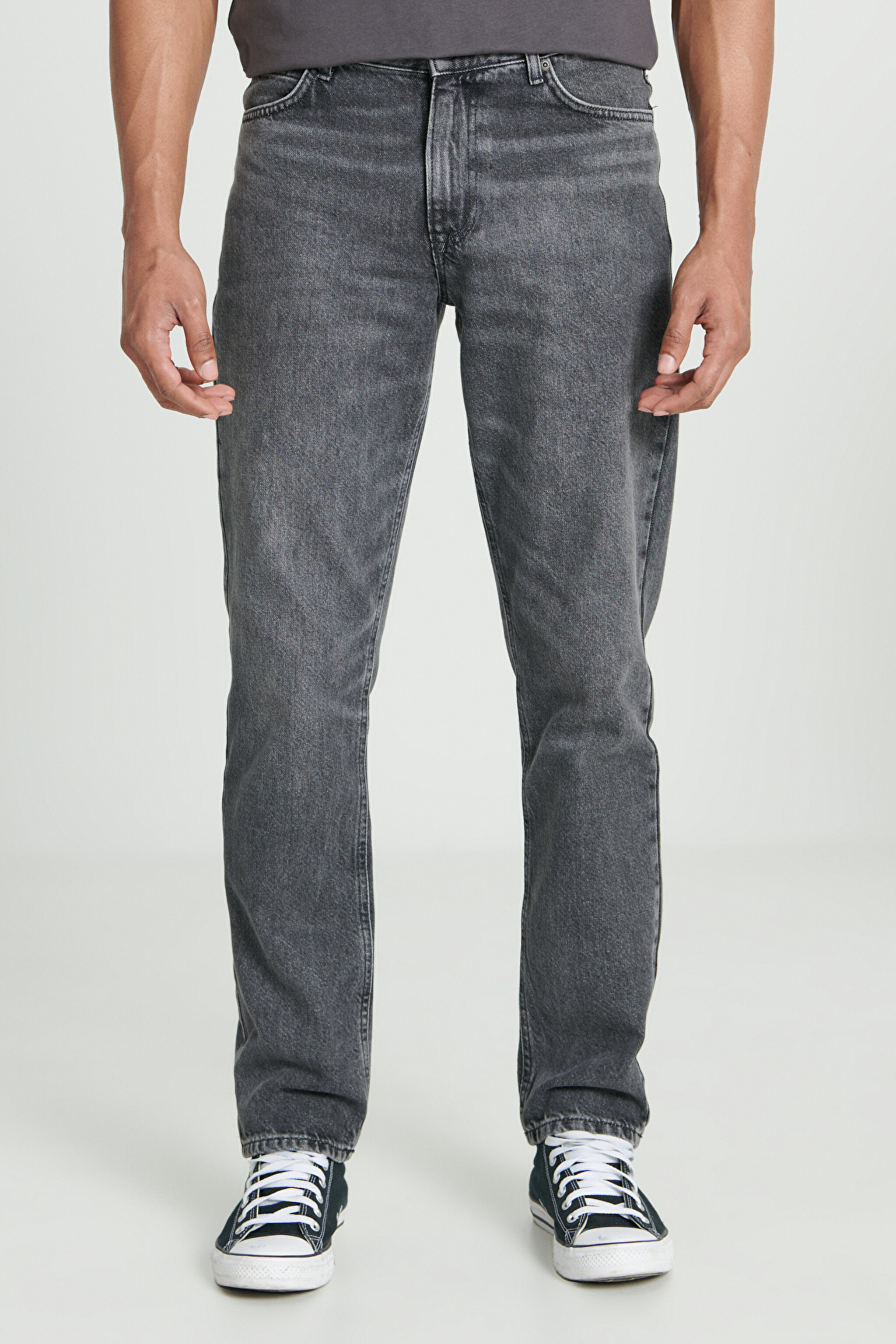 West Loose Fit Rahat Kesim %100 Pamuk Gri Jean Kot Pantolon - Thunder-L70WUOA05 (görsel 4)