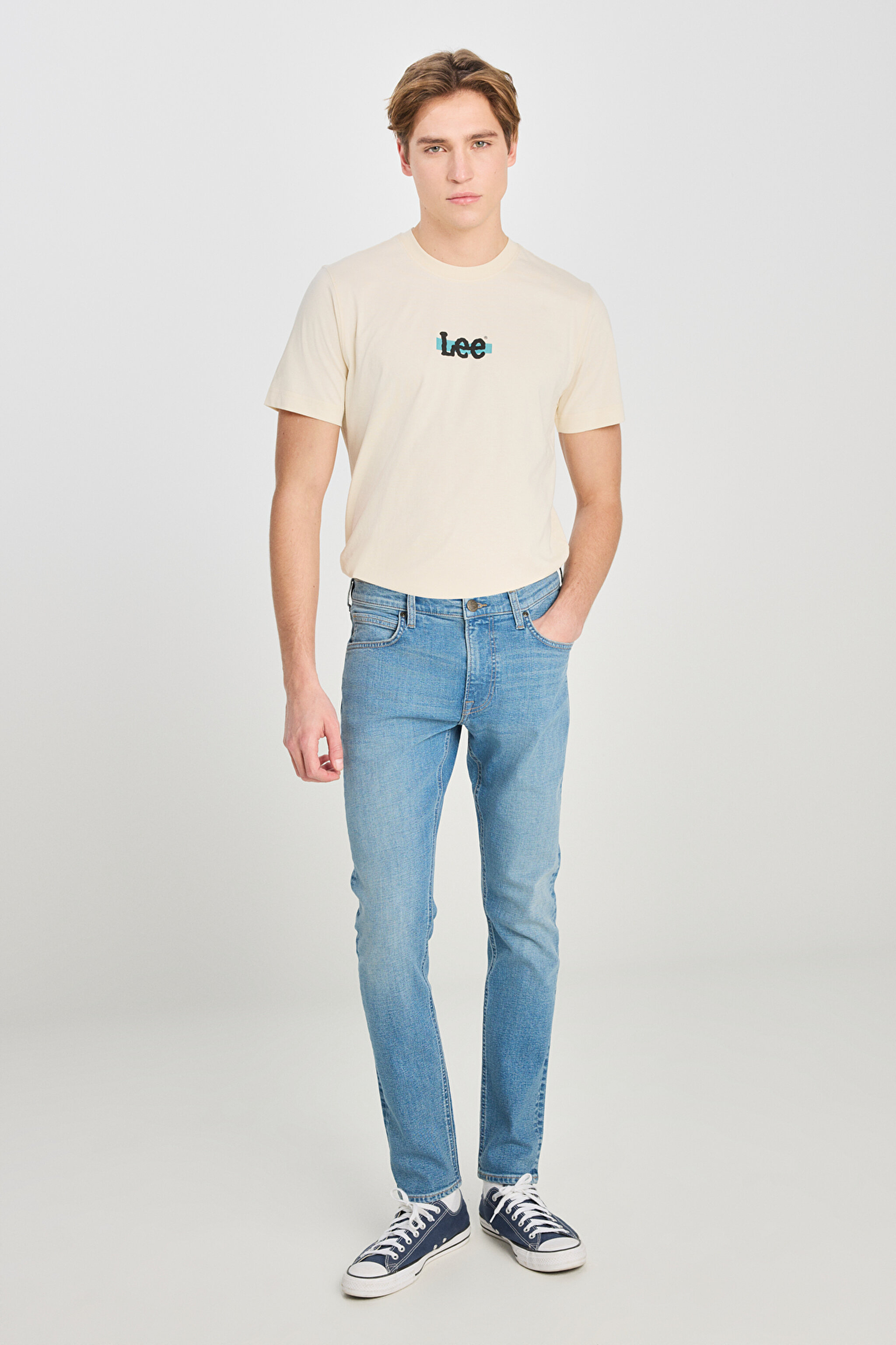Luke Slim Fit Dar Kesim Normal Bel Dar Paça Mavi Pamuklu Esnek Denim Pantolon