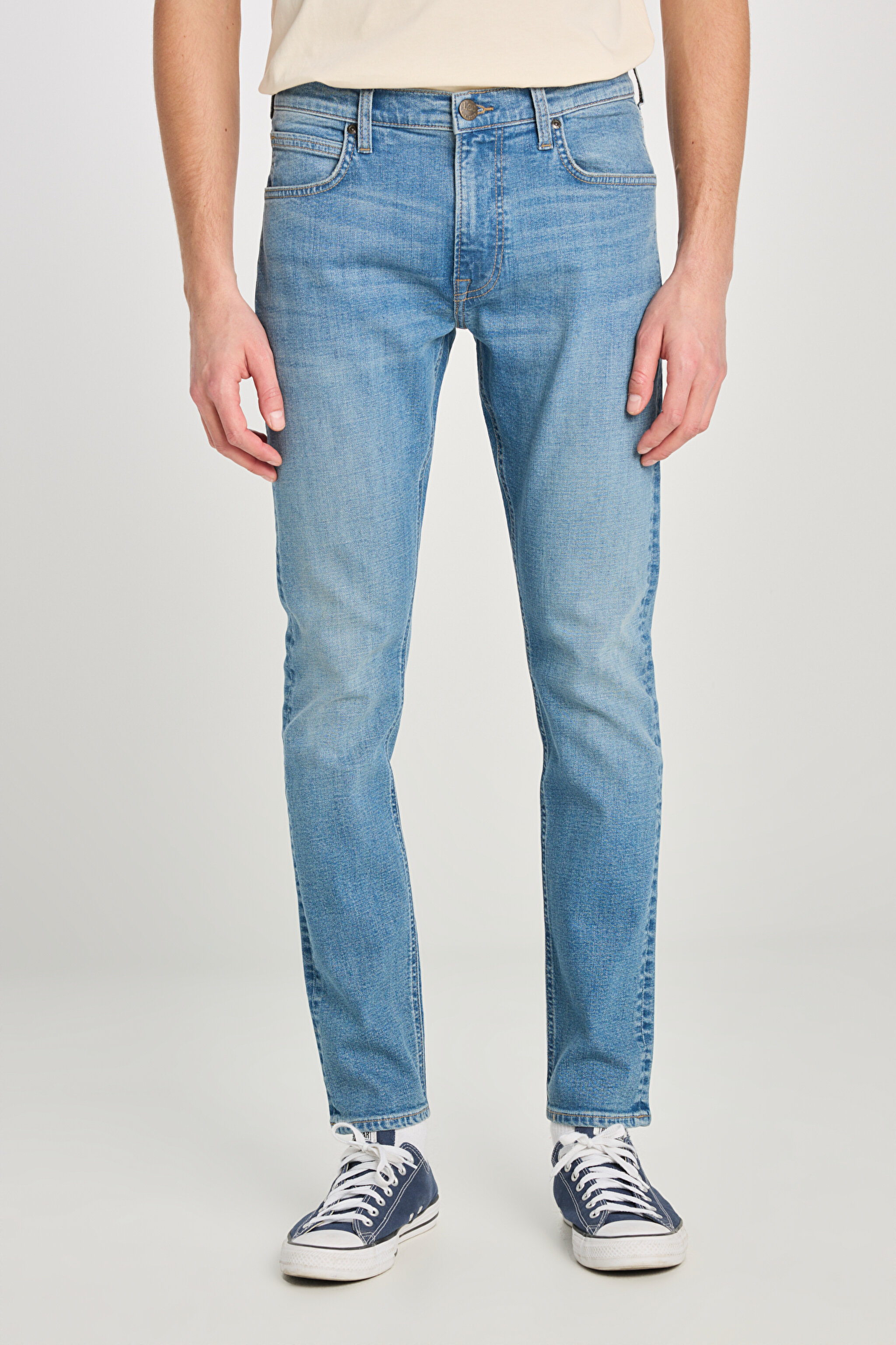 Luke Slim Fit Dar Kesim Normal Bel Dar Paça Mavi Pamuklu Esnek Denim Pantolon - Mid Indigo-L71900057318 (görsel 3)
