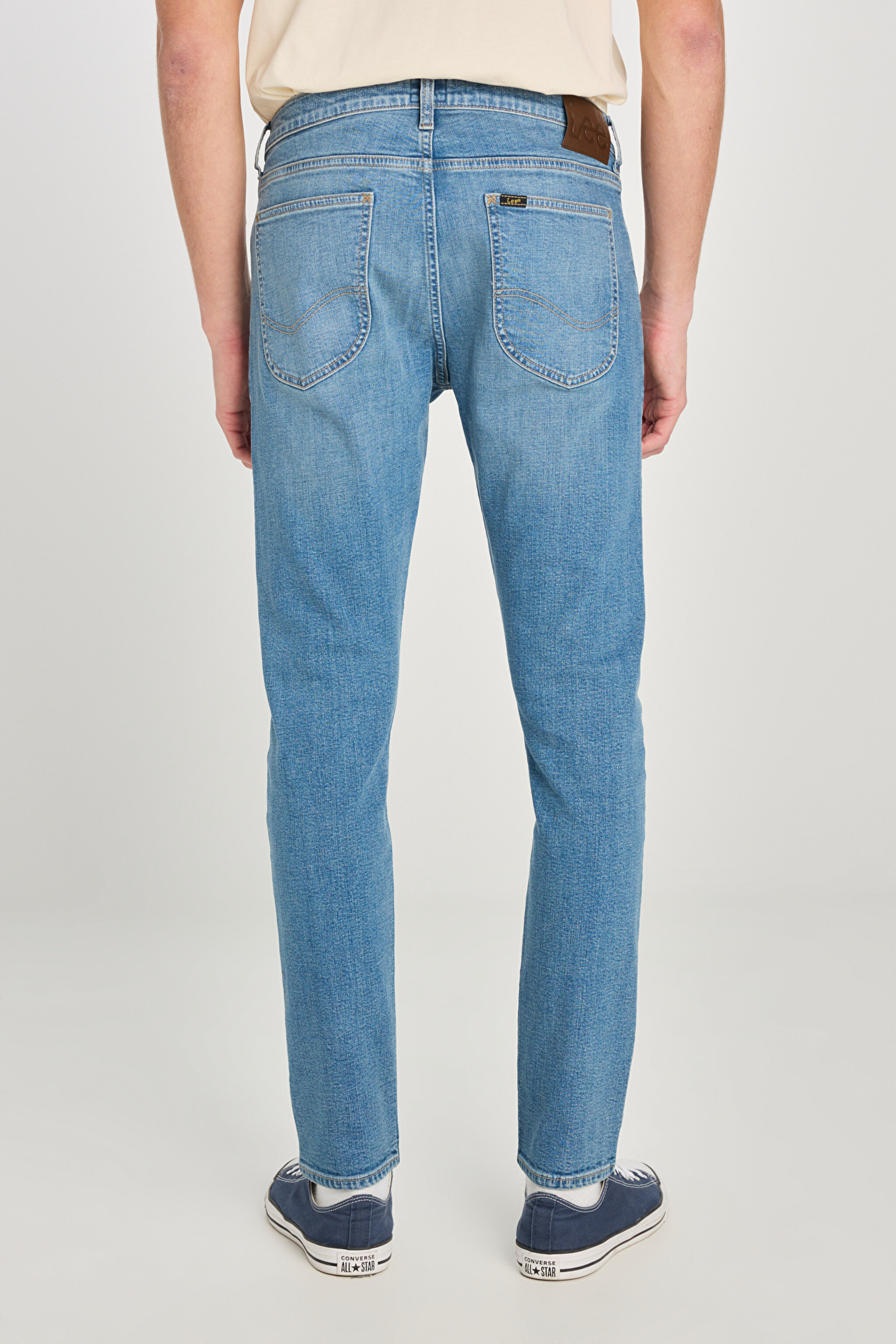 Luke Slim Fit Dar Kesim Normal Bel Dar Paça Mavi Pamuklu Esnek Denim Pantolon - Mid Indigo-L71900057318 (görsel 4)