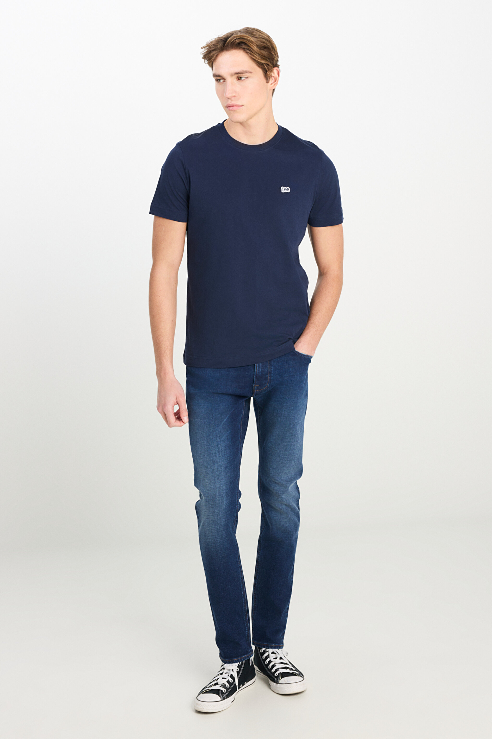 Luke Slim Fit Dar Kesim Normal Bel Dar Paça Pamuklu Esnek Mavi Jean Denim Pantolon