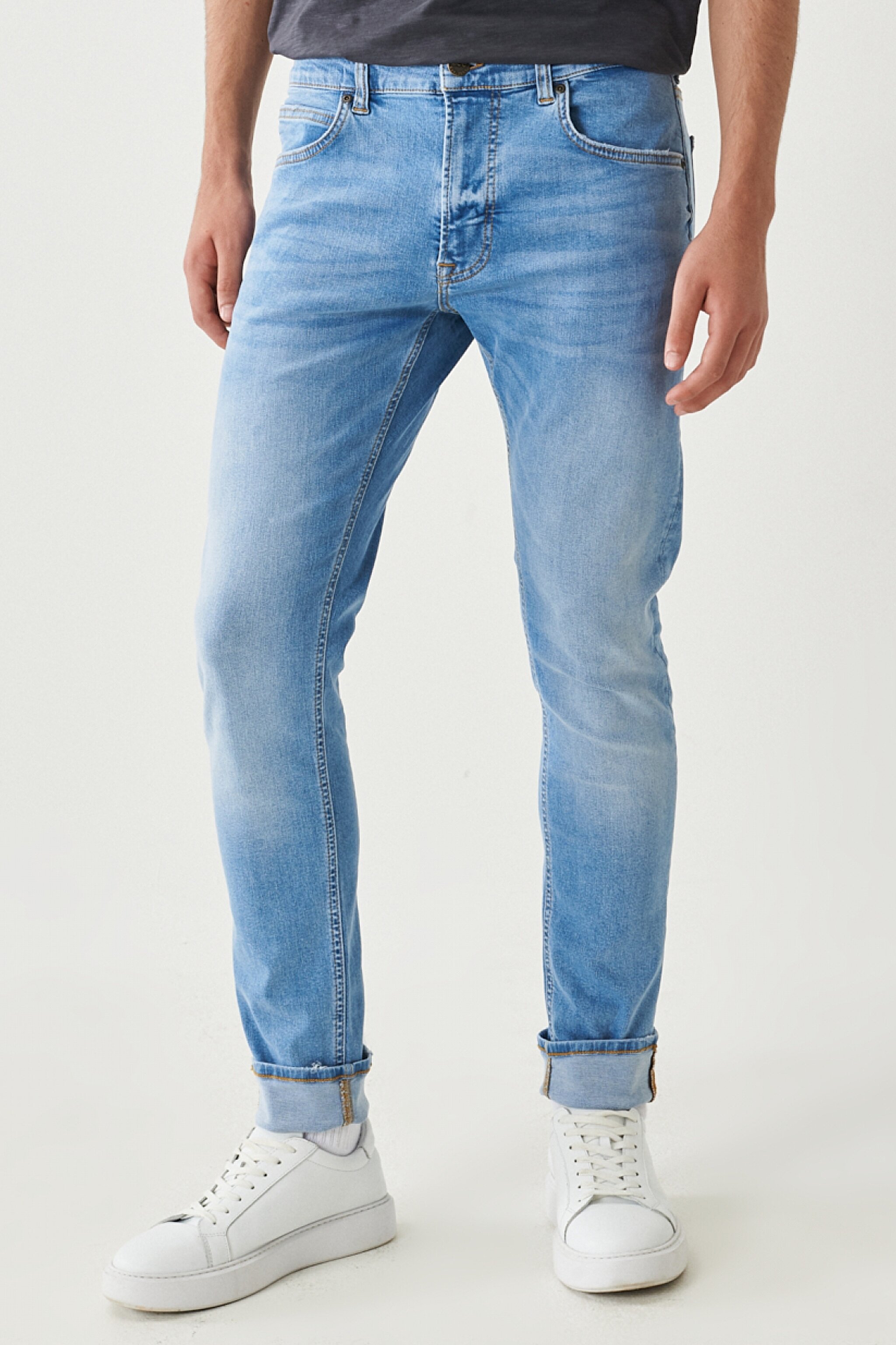Luke Slim Tapered Fit Dar Kesim %100 Pamuk Açık Mavi Jean Kot Pantolon - Light Blue-L719004404 (görsel 3)