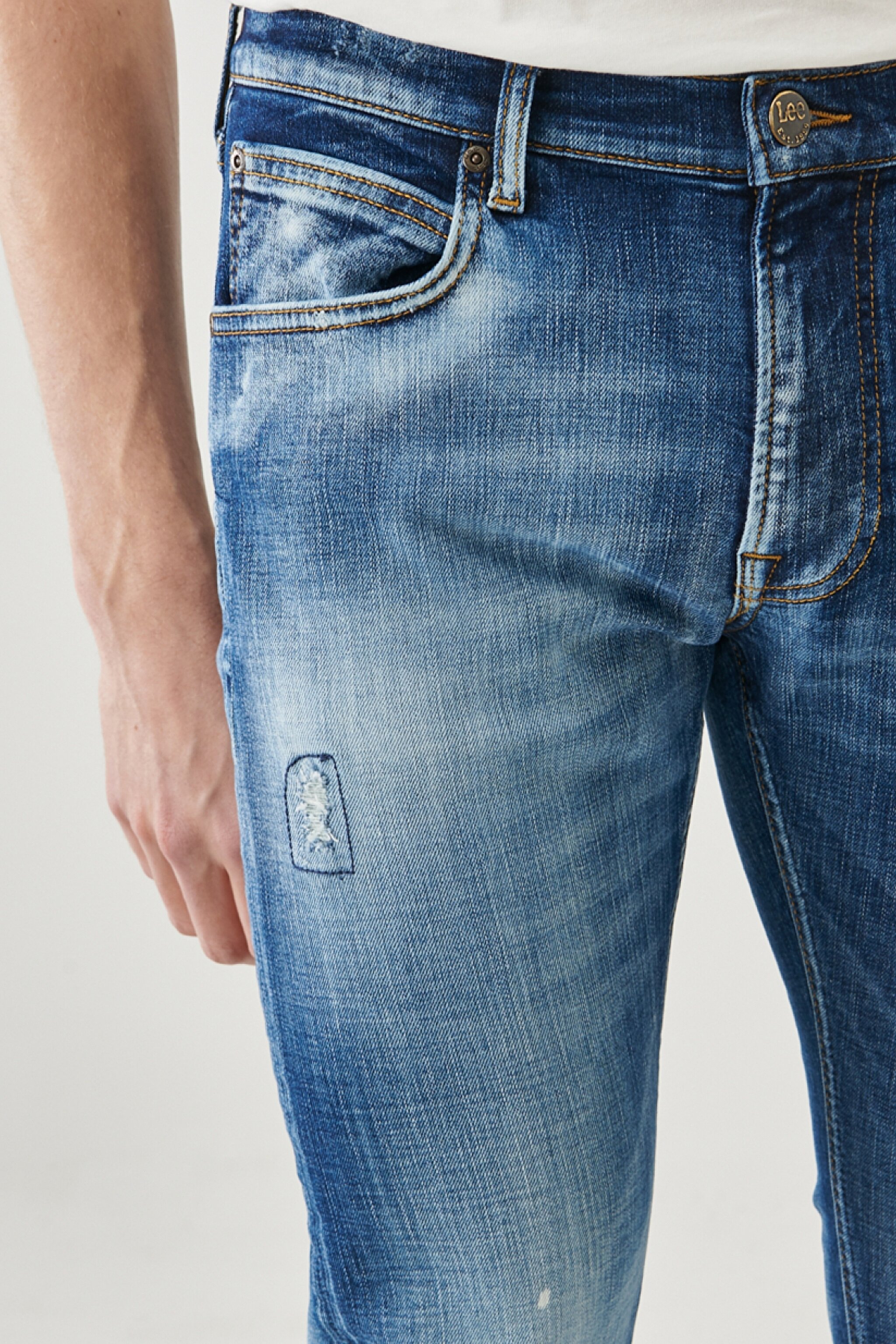 Luke Slim Fit Düşük Bel Denim Esnek Jean Kot Pantolon - Mid Blue-L719028XT (görsel 5)