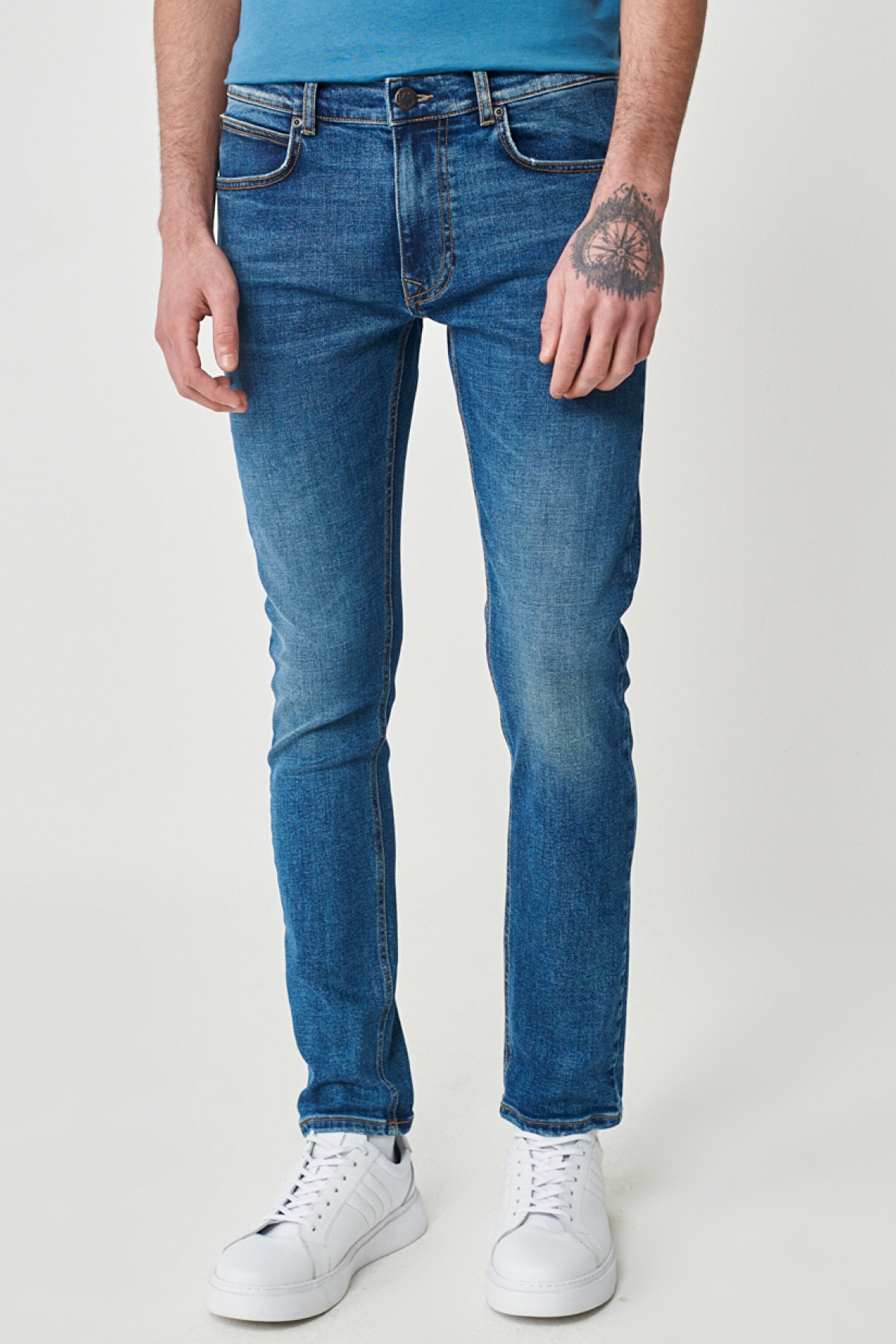Luke Slim Fit Dar Kesim Normal Bel Mavi Esnek Jean Kot Pantolon
