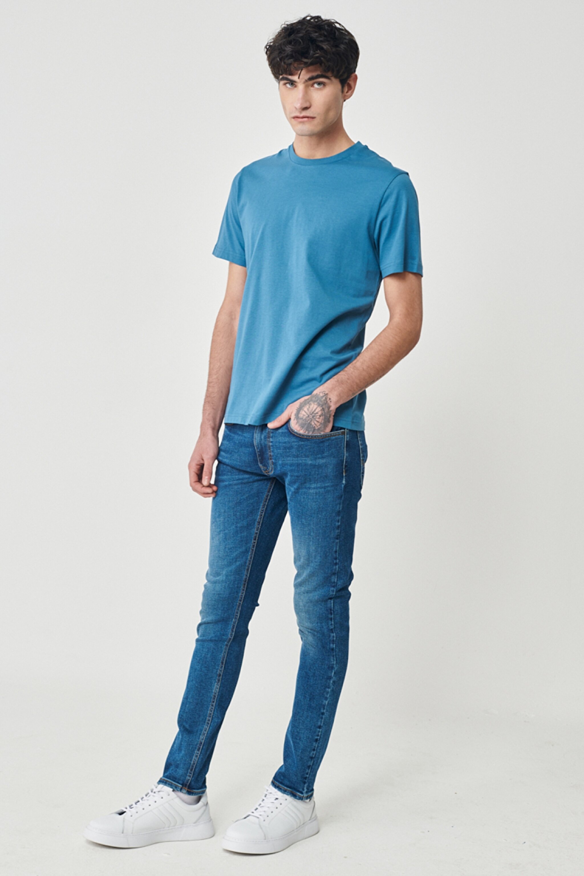 Luke Slim Fit Dar Kesim Normal Bel Mavi Esnek Jean Kot Pantolon - Stone-L71904358 (görsel 2)