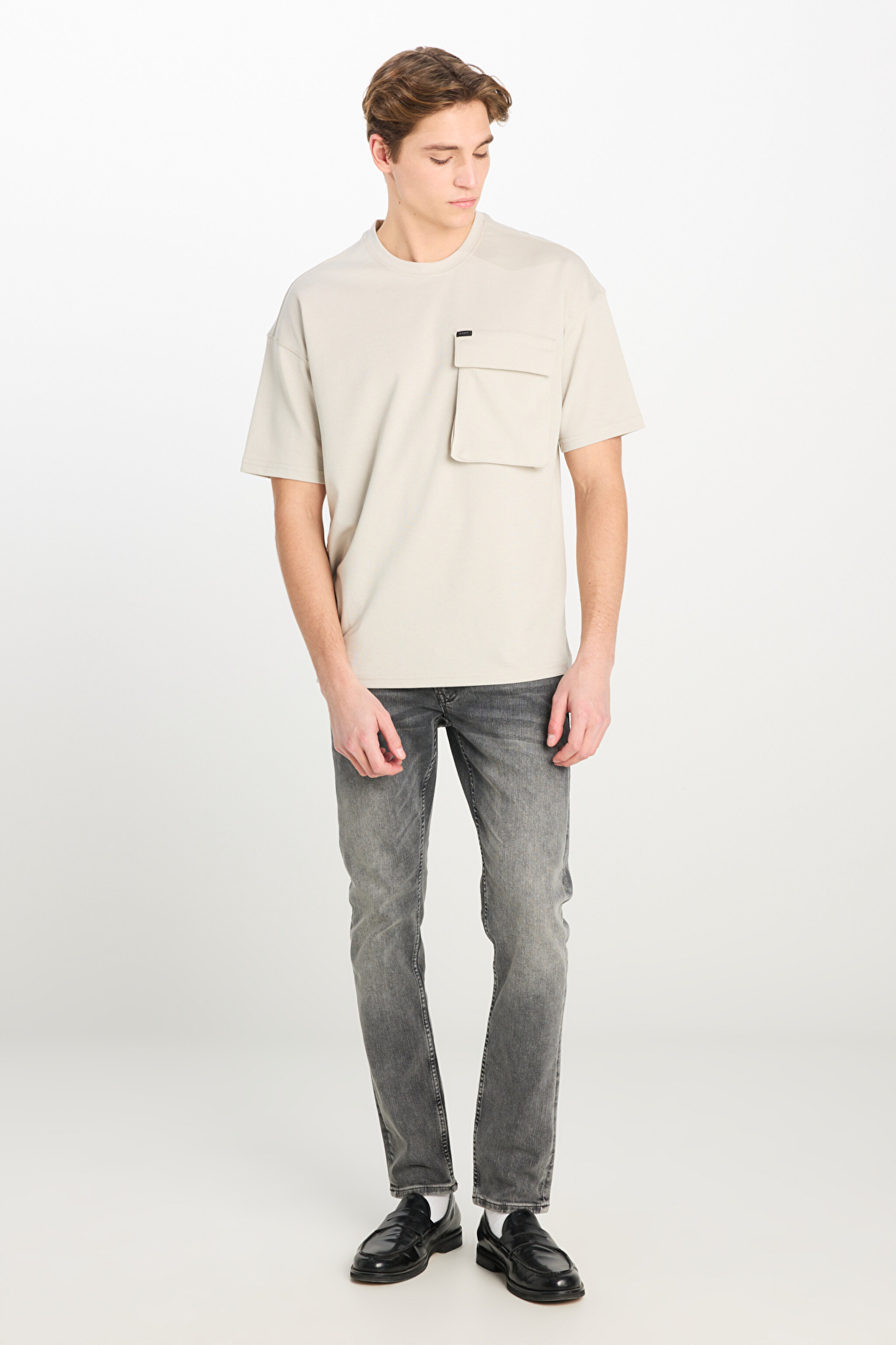 Luke Slim Fit Dar Kesim Normal Bel Açık Gri Esnek Jean Kot Pantolon - Light Grey-L719053CM (görsel 2)
