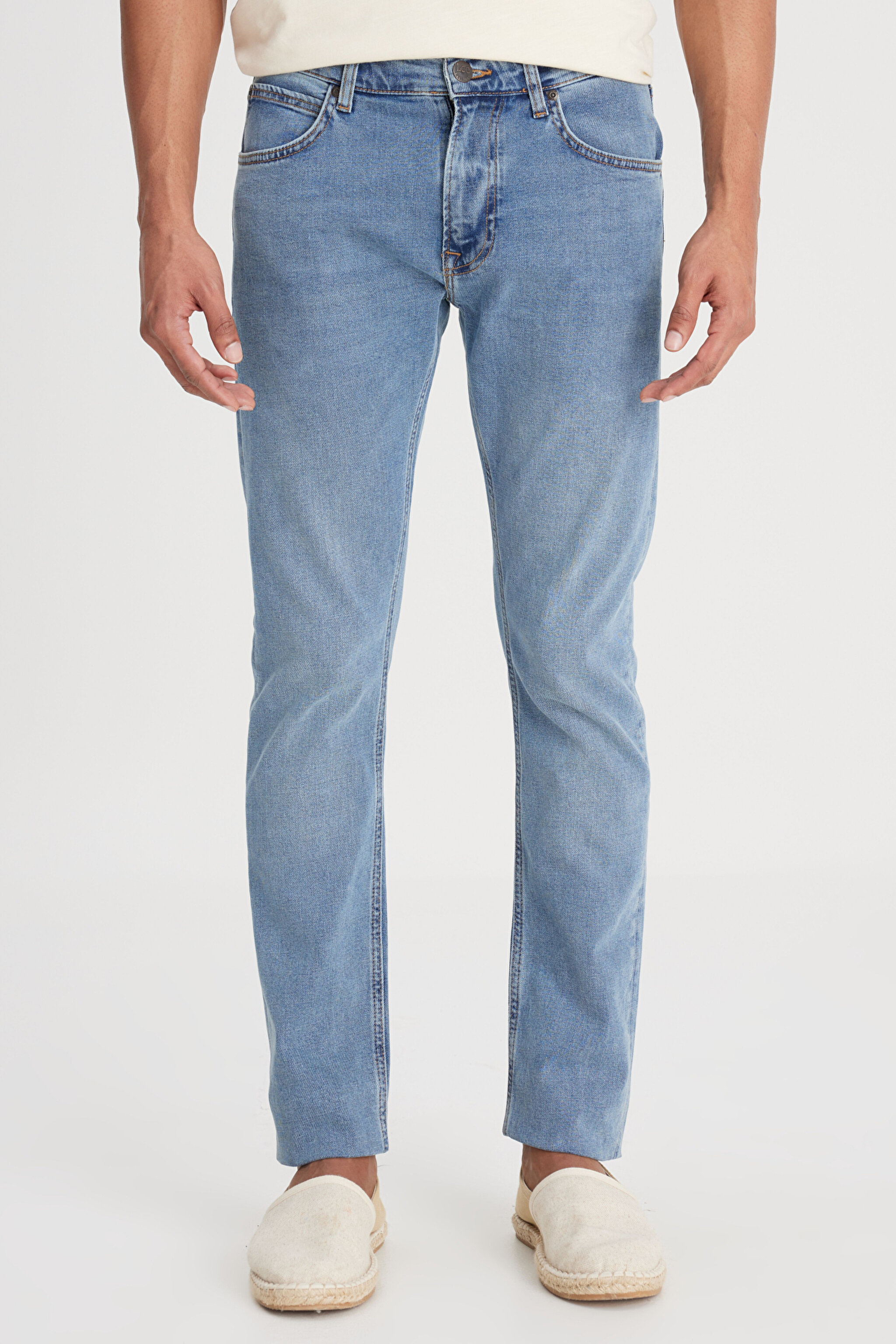 Luke Slim Fit Dar Kesim Normal Bel Mavi Esnek Jean Kot Pantolon - Mid Blue-L719059XT (görsel 7)