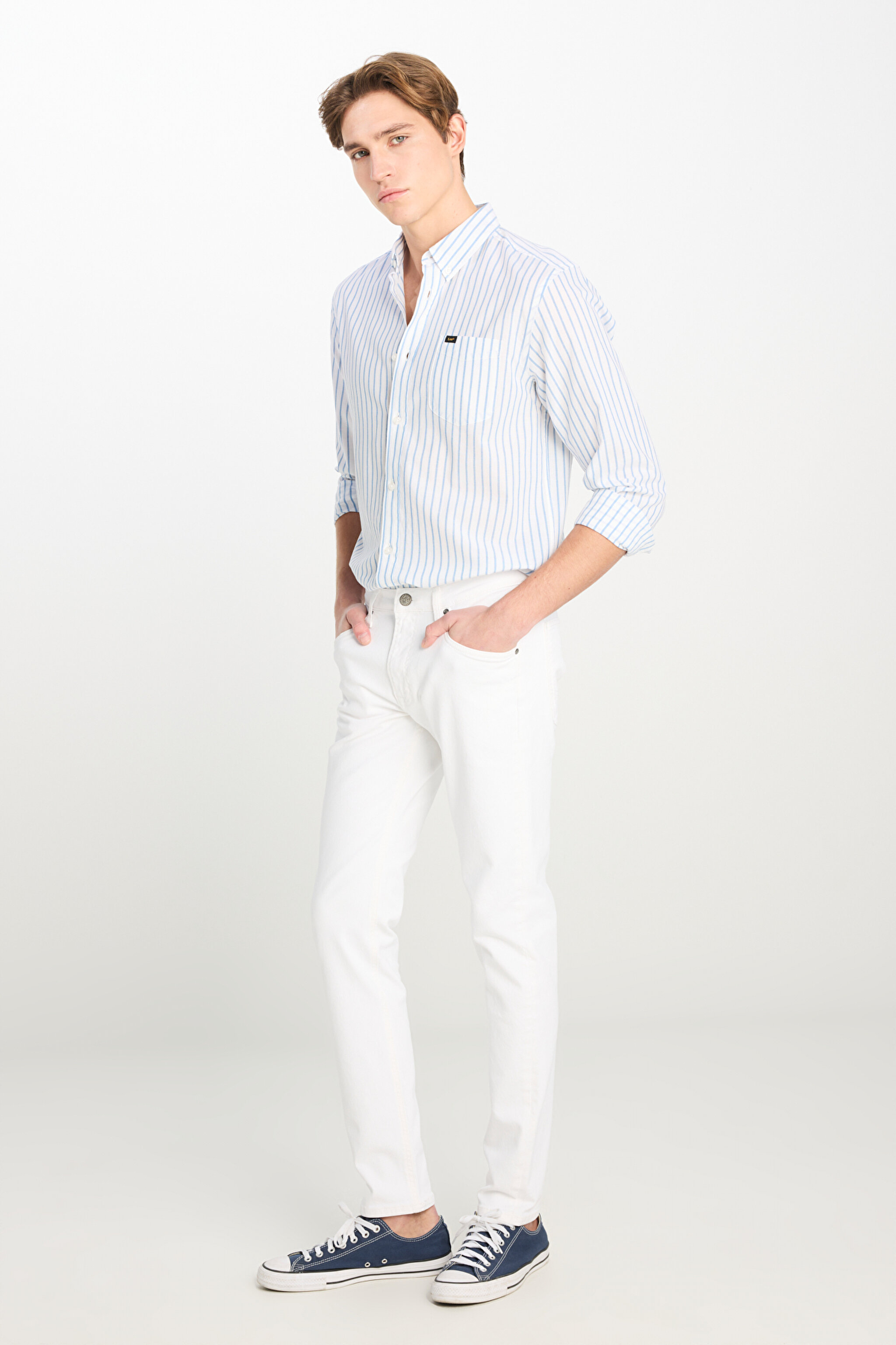 Luke Slim Fit Dar Kesim Normal Bel Beyaz Esnek Pantolon - White-L719067100 (görsel 2)