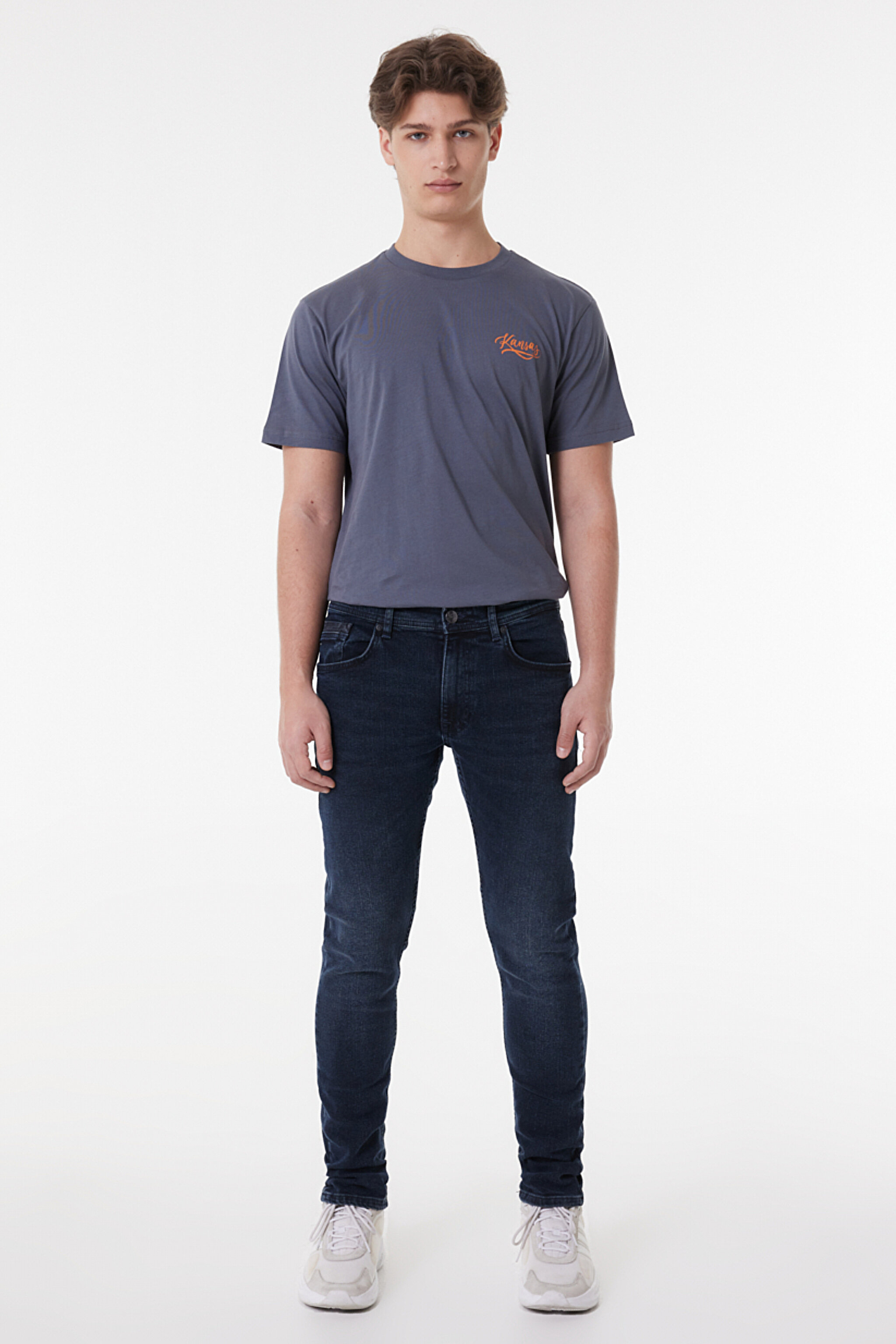 Luke Slim Fit Dar Kesim Düşük Bel Koyu Mavi Esnek Jean Kot Pantolon - Stone-L71907658 (görsel 2)