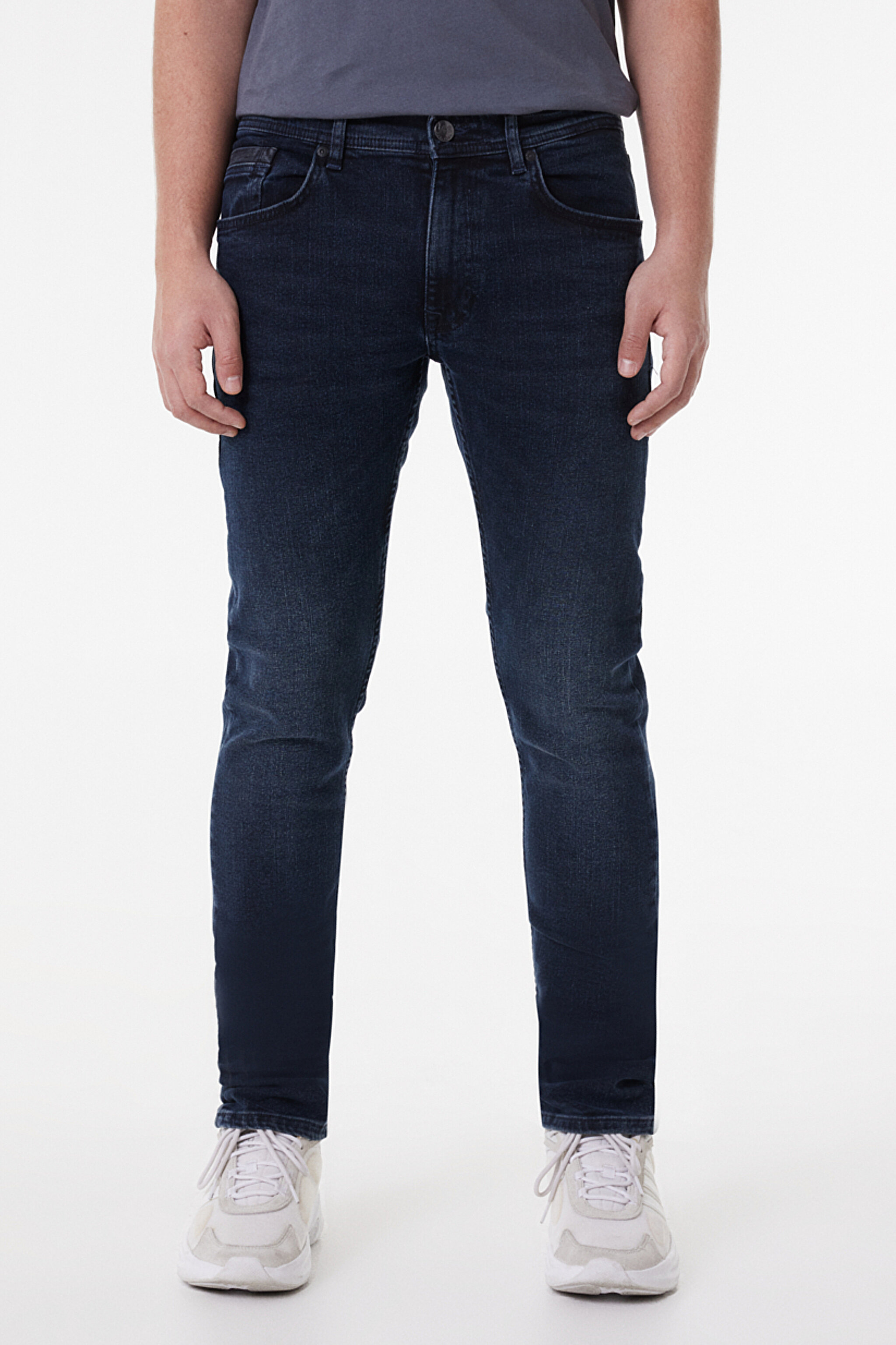 Luke Slim Fit Dar Kesim Düşük Bel Koyu Mavi Esnek Jean Kot Pantolon - Stone-L71907658 (görsel 3)