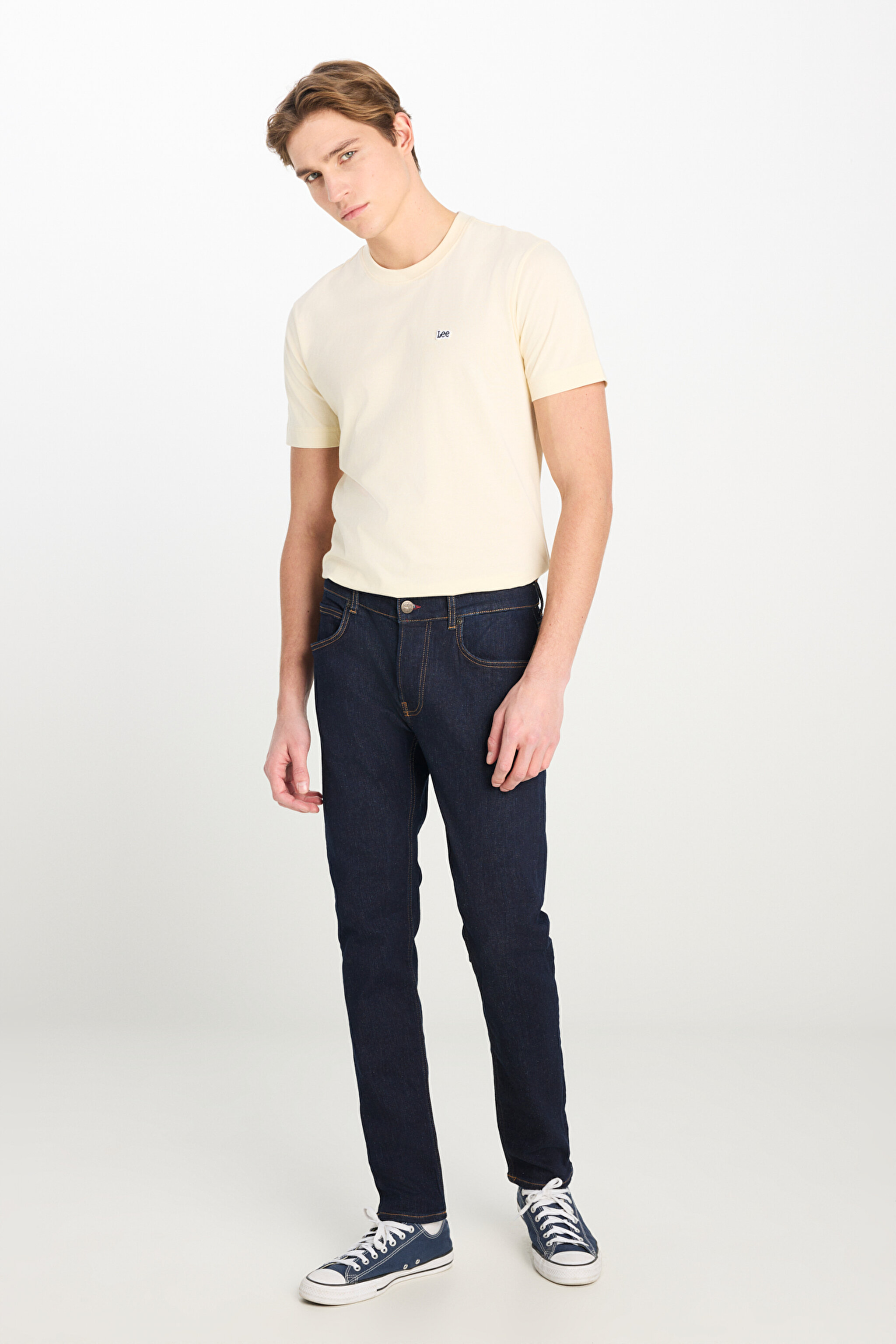 Luke Slim Fit Dar Kesim Normal Bel Koyu Mavi Esnek Jean Kot Pantolon