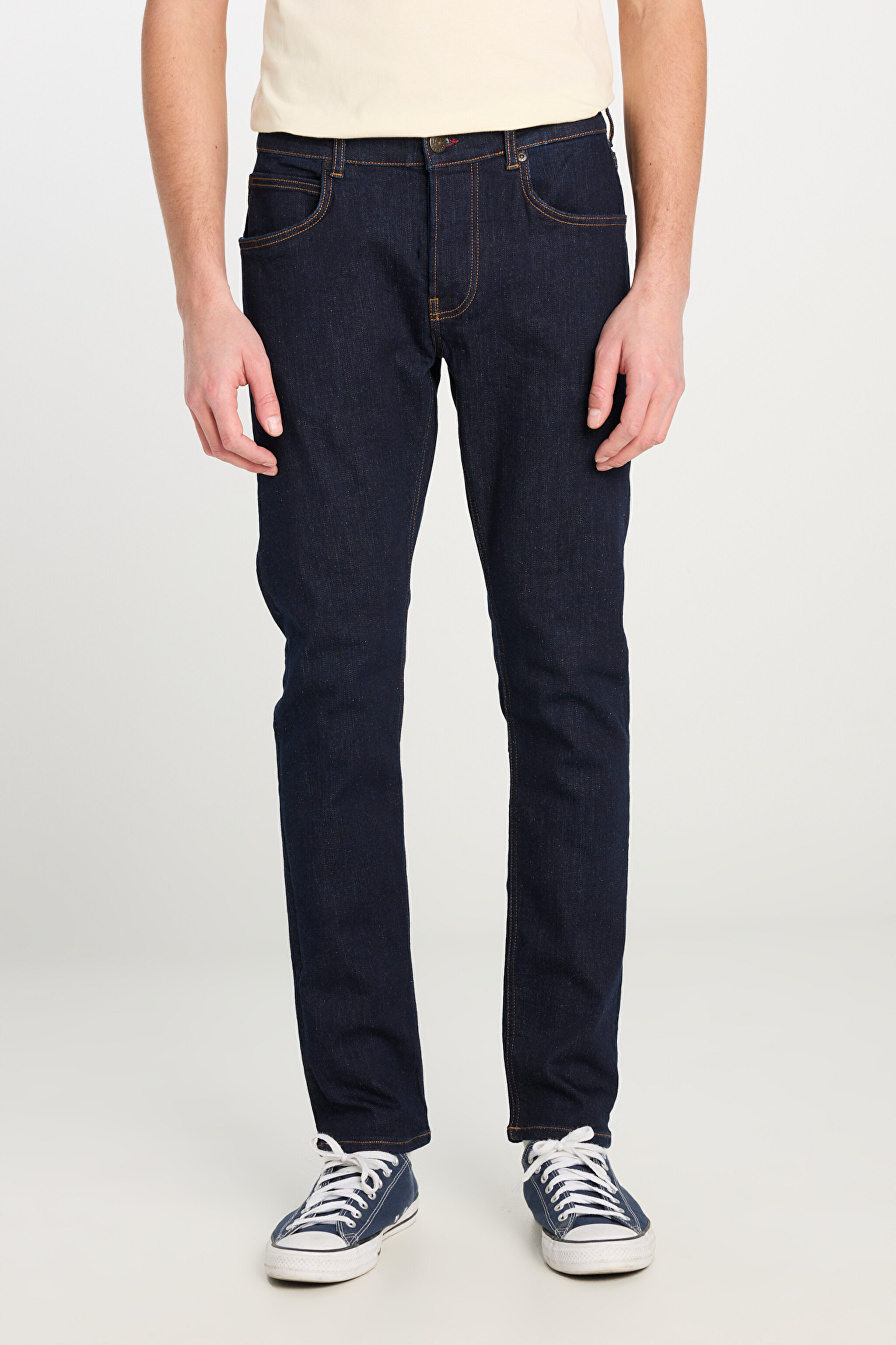Luke Slim Fit Dar Kesim Normal Bel Koyu Mavi Esnek Jean Kot Pantolon - Rinse-L71908836 (görsel 3)