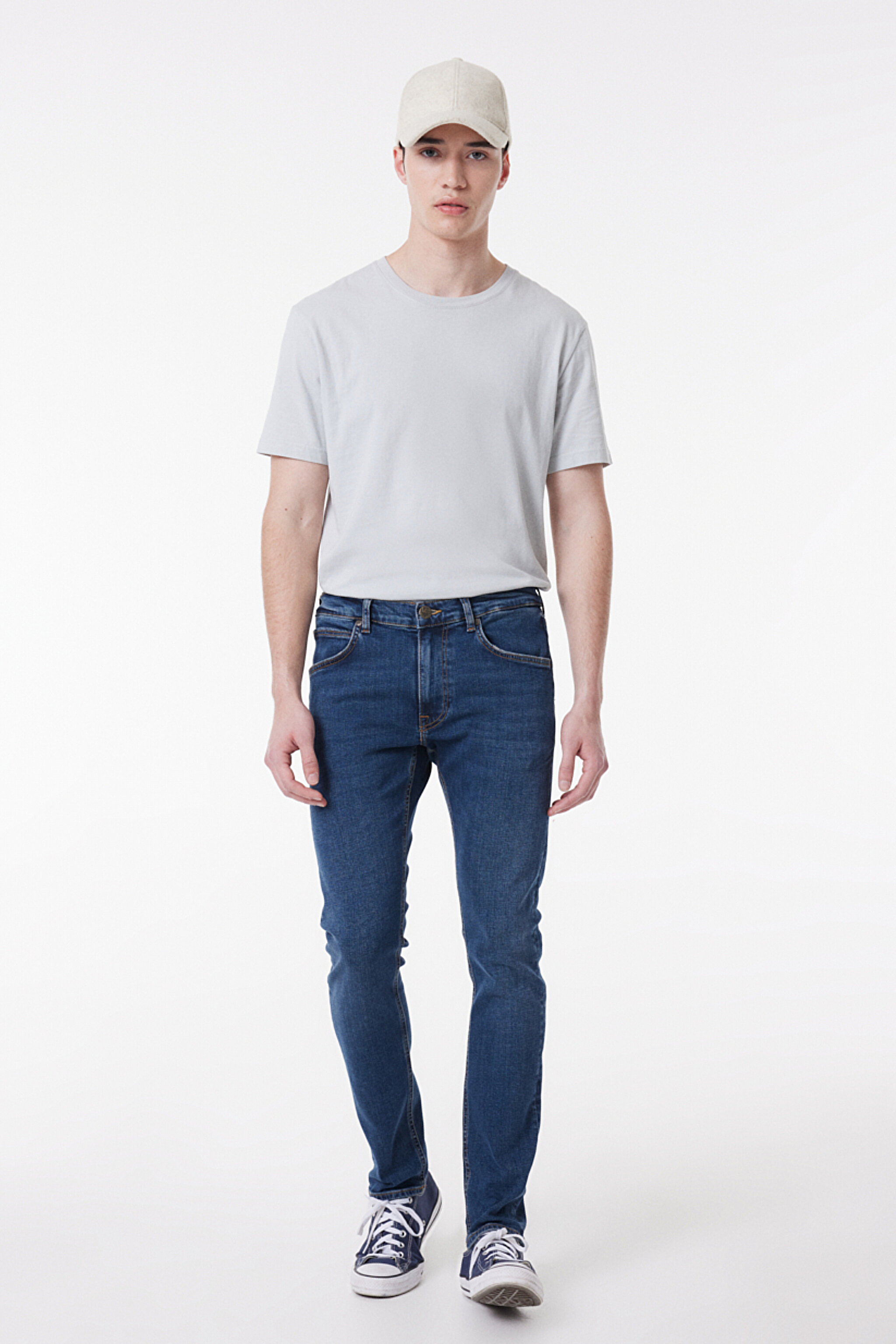 Slim Fit Dar Kesim Düşük Bel Mavi Esnek Luke Jean Denim Kot Pantolon