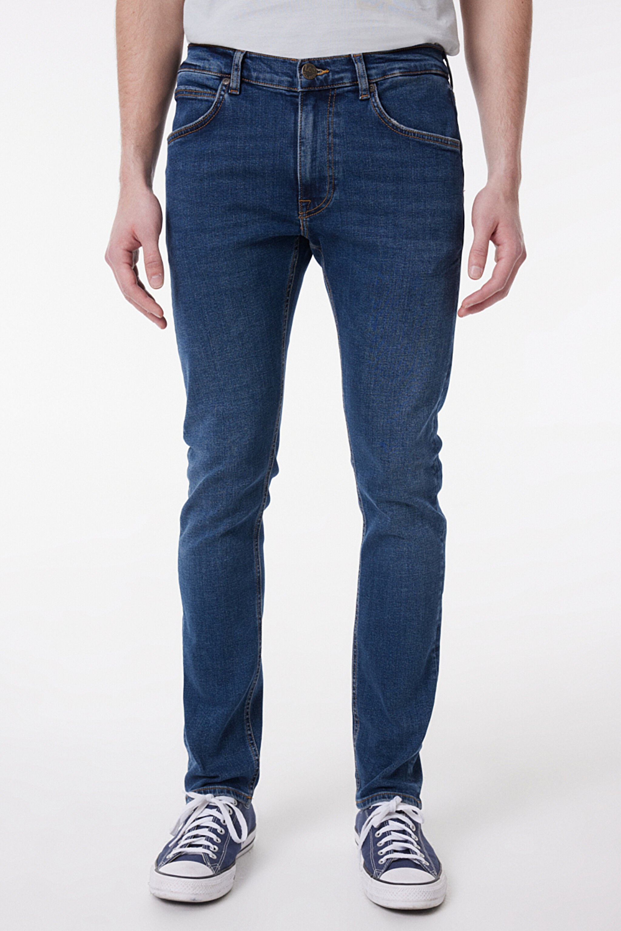 Slim Fit Dar Kesim Düşük Bel Mavi Esnek Luke Jean Denim Kot Pantolon - Mid Blue-L719098XT (görsel 3)