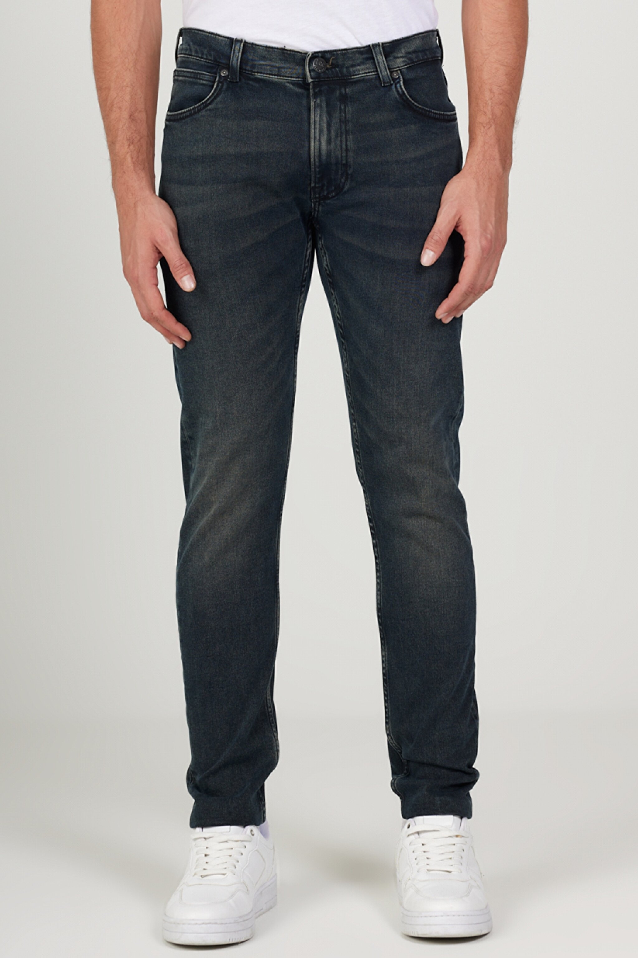 Luke Slim Fit Dar Kesim Düşük Bel Koyu Gri Esnek Jean Kot Pantolon