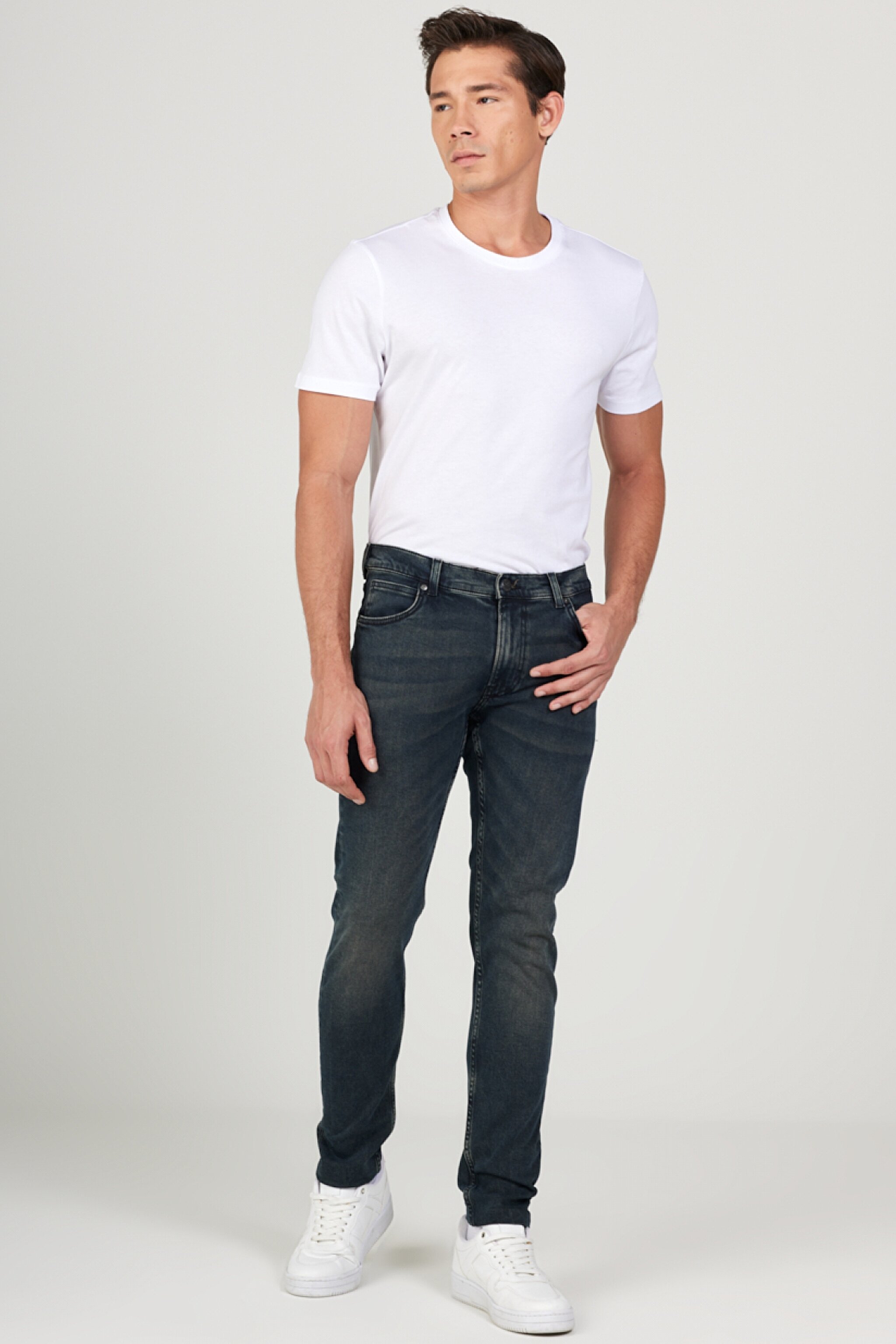 Luke Slim Fit Dar Kesim Düşük Bel Koyu Gri Esnek Jean Kot Pantolon - Stone-L71910558 (görsel 4)