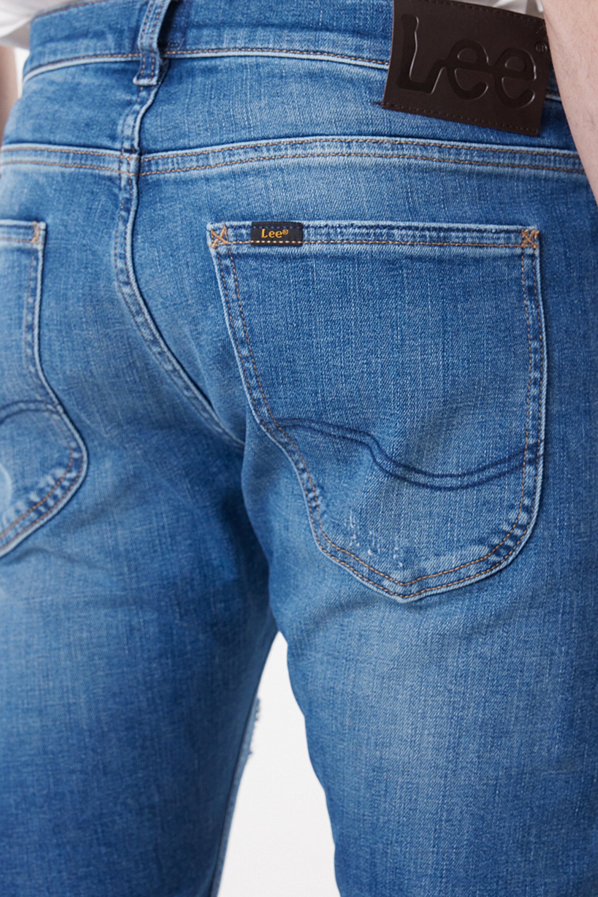 Slim Fit Dar Kesim Normal Bel Taşlamalı Mavi Esnek Luke Jean Denim Kot Pantolon - Stone-L71911858 (görsel 6)