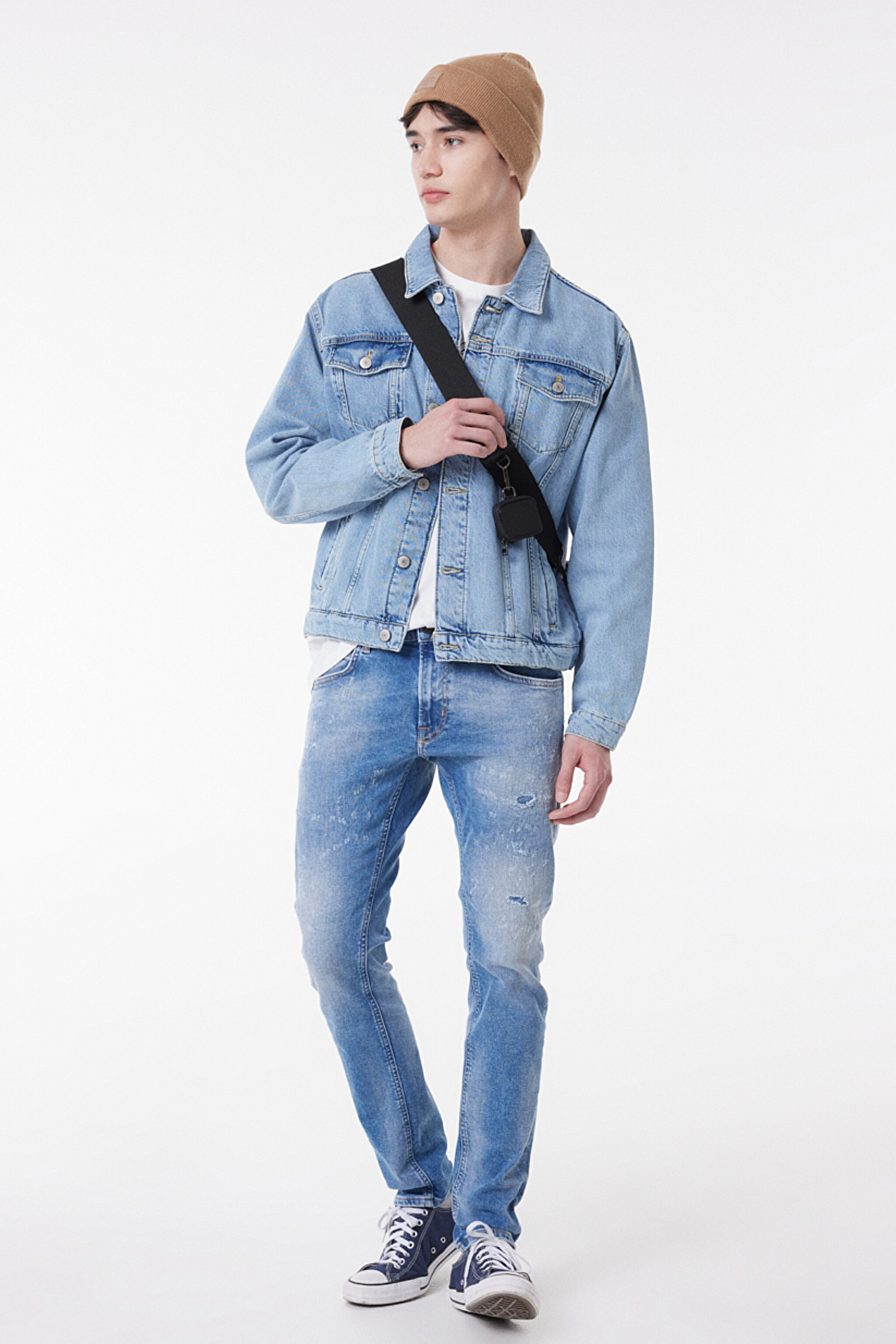 Slim Fit Dar Kesim Normal Bel Taşlamalı Açık Mavi Esnek Luke Jean Denim Kot Pantolon - Light Blue-L719119404 (görsel 2)