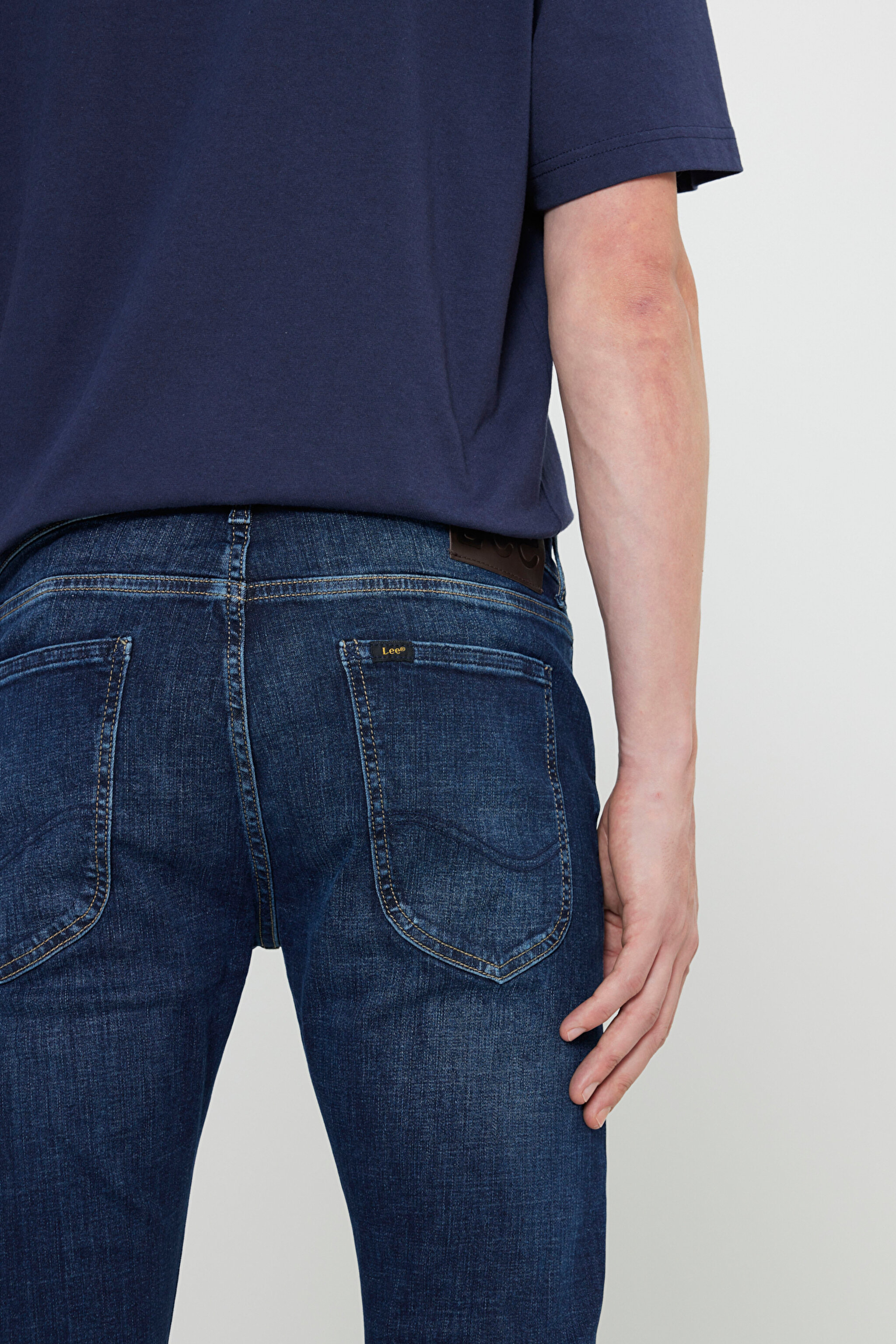 Slim Fit Dar Kesim Düşük Bel Taşlamalı Mavi Esnek Luke Jean Denim Kot Pantolon - Stone-L71912058 (görsel 6)