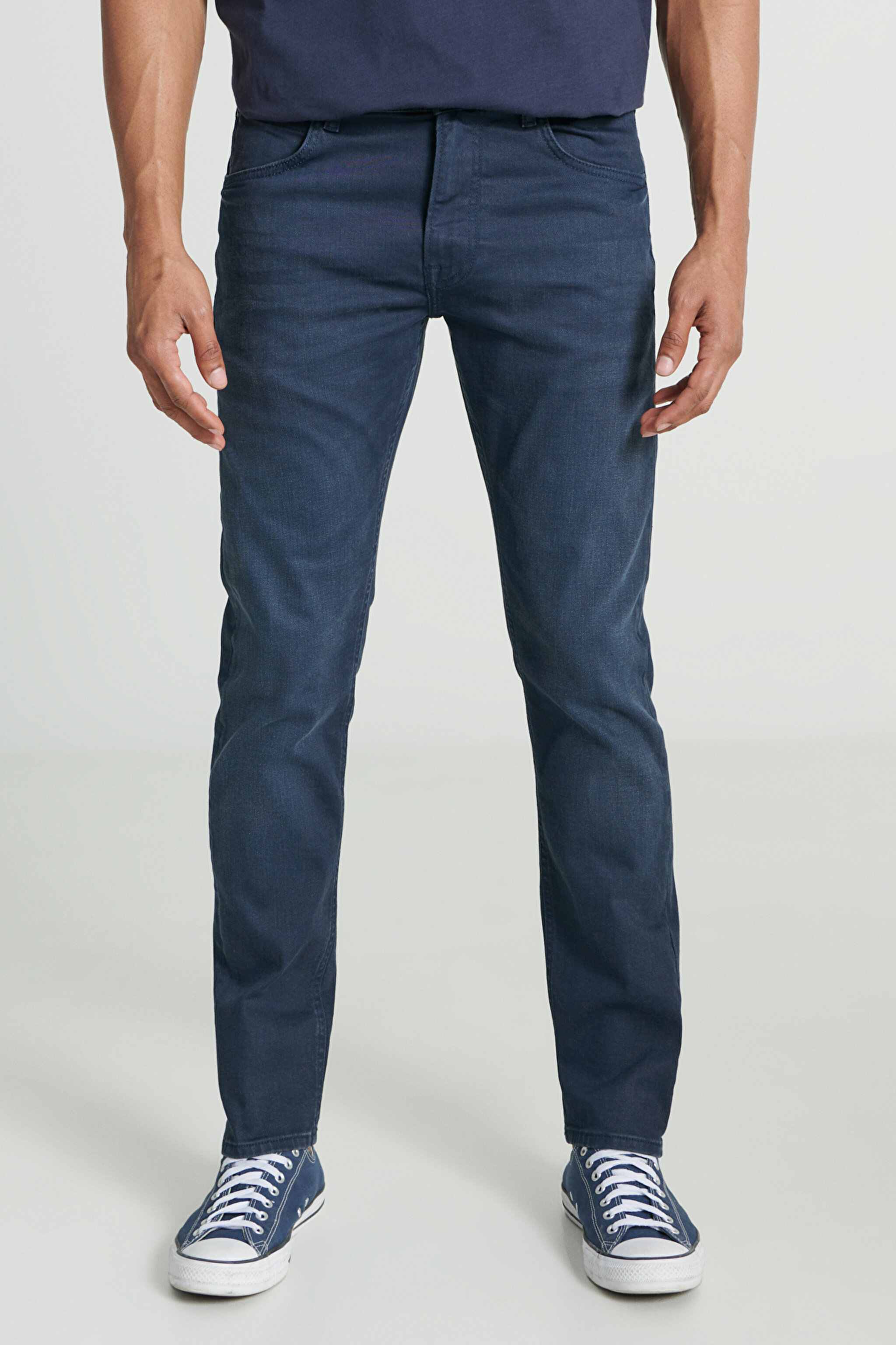 Slim Fit Dar Kesim Düşük Bel Antrasit Esnek Luke Jean Kot Pantolon - Anthracite-L719121003 (görsel 4)