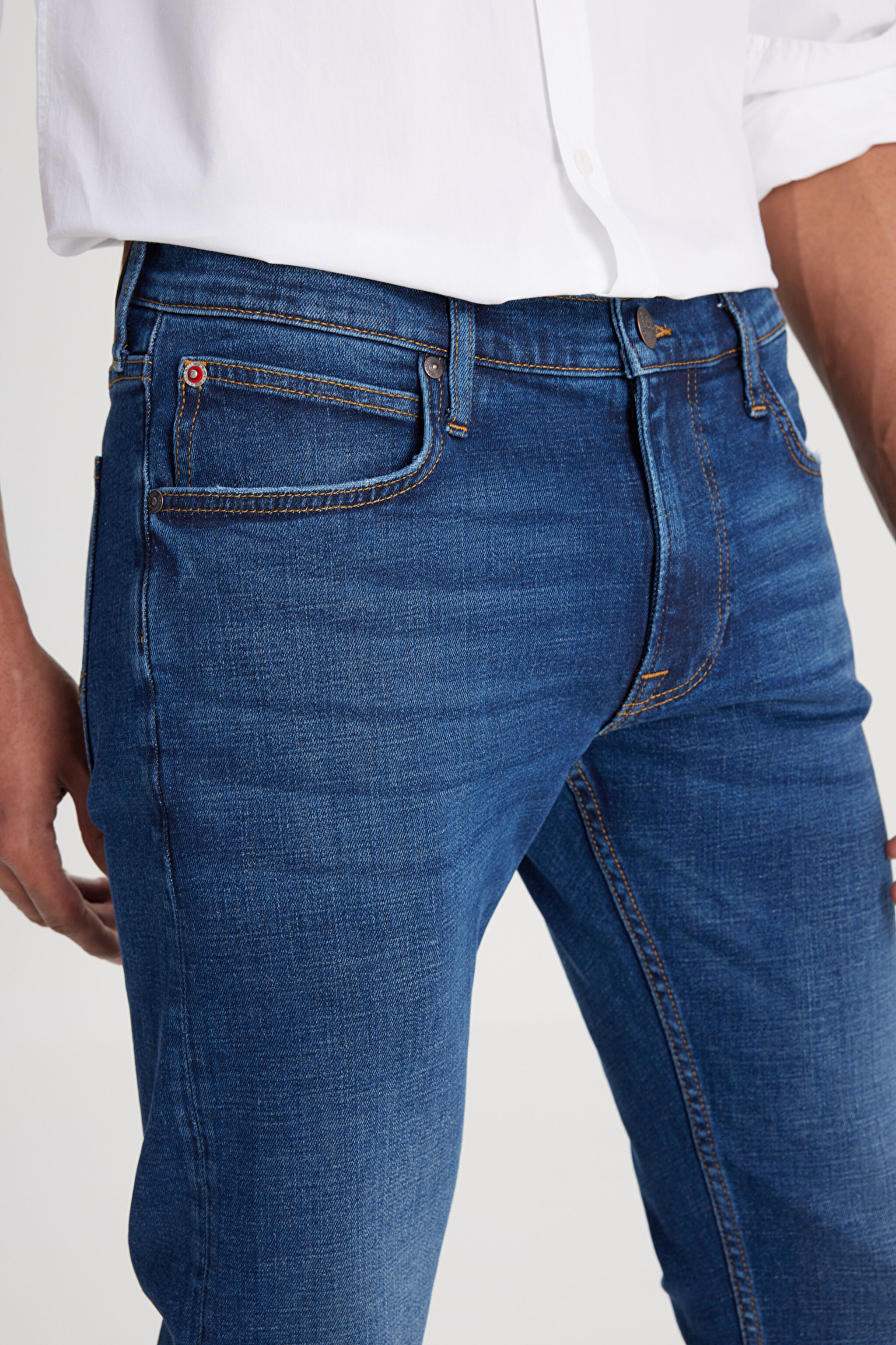 Slim Fit Dar Kesim Normal Bel Dar Paça Luke Mavi Jean Kot Pantolon - Mid Blue-L719125XT (görsel 3)