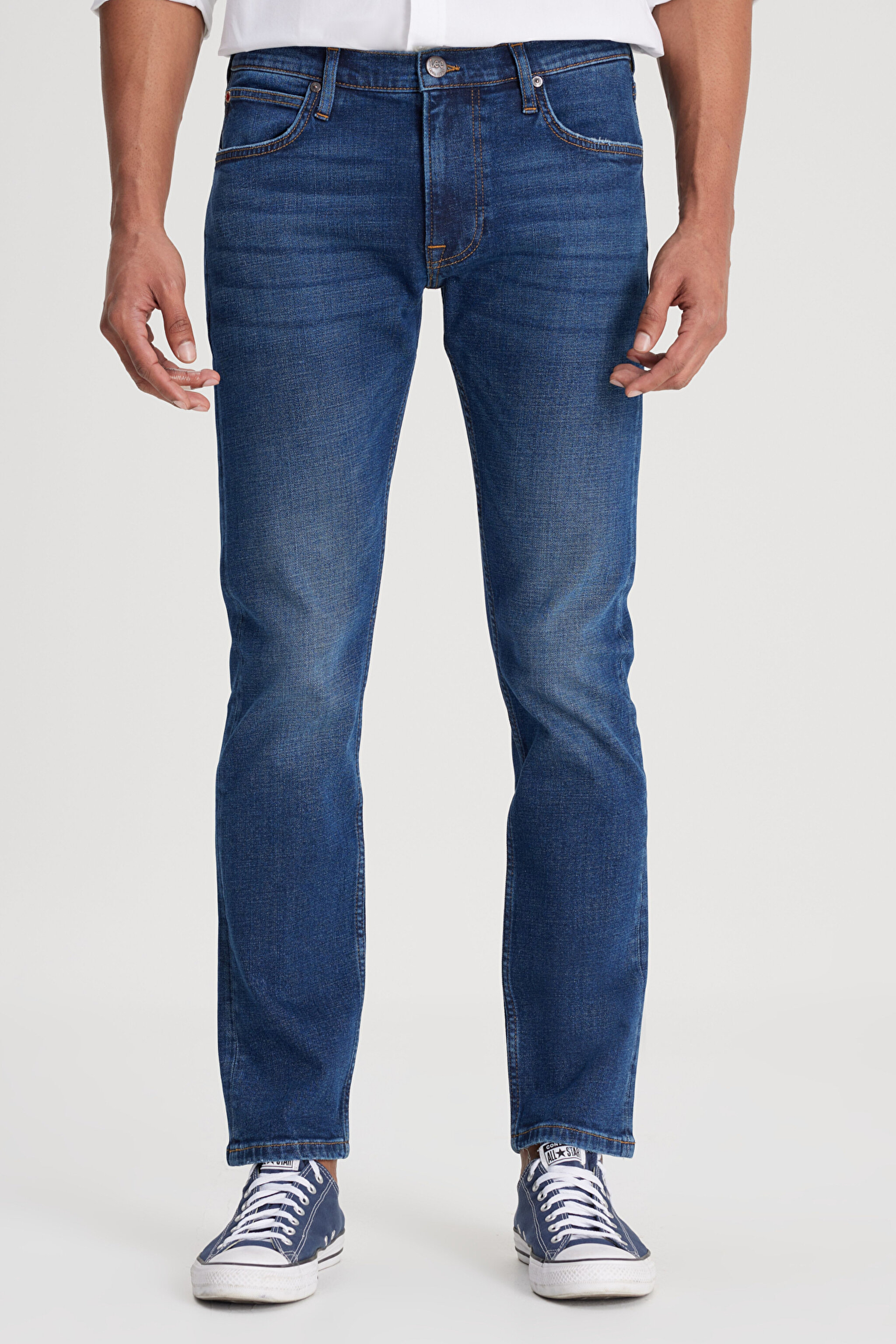 Slim Fit Dar Kesim Normal Bel Dar Paça Luke Mavi Jean Kot Pantolon - Mid Blue-L719125XT (görsel 5)