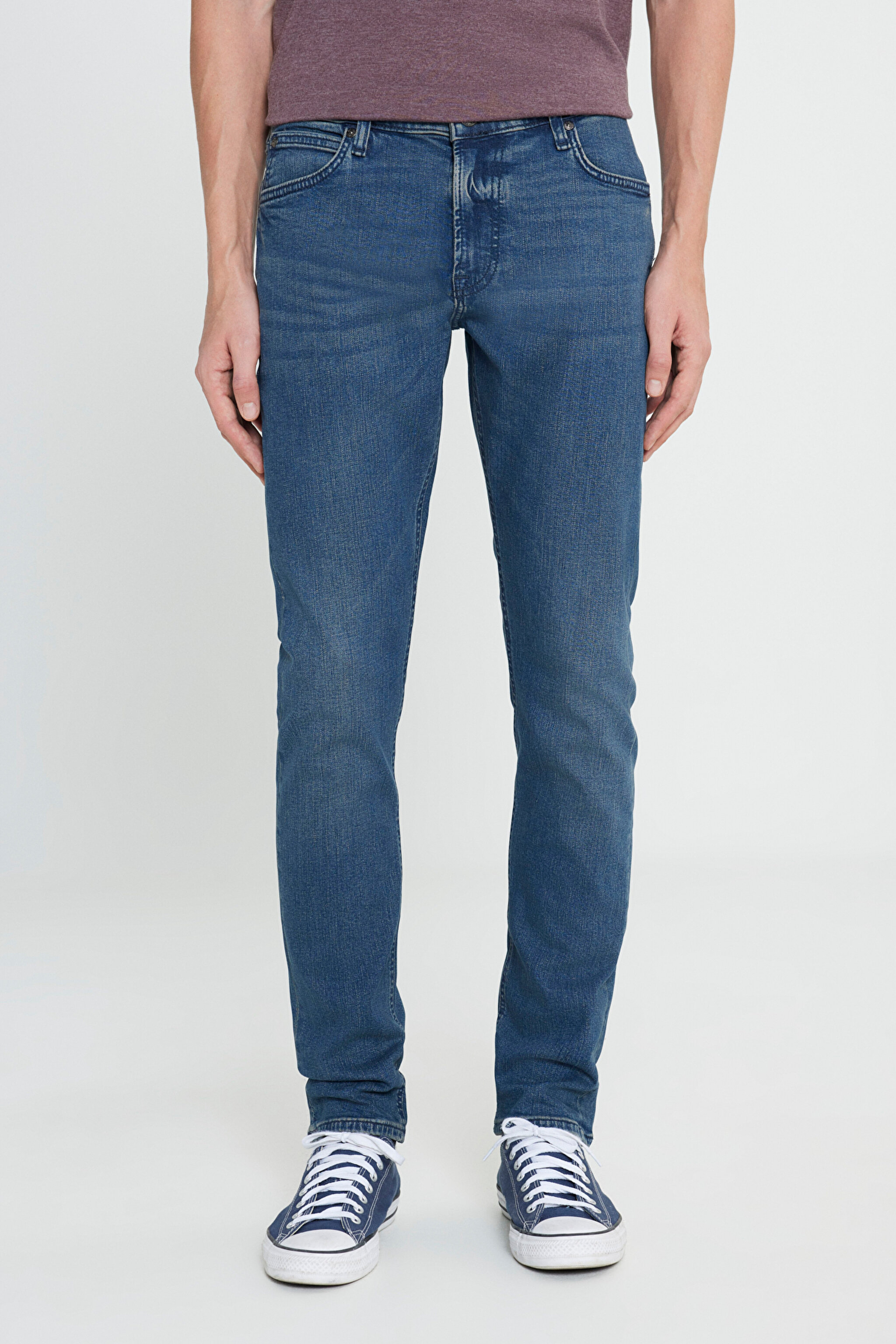 Slim Fit Dar Kesim Normal Bel Dar Paça Luke Mavi Jean Kot Pantolon - Mid Blue-L719127XT (görsel 3)