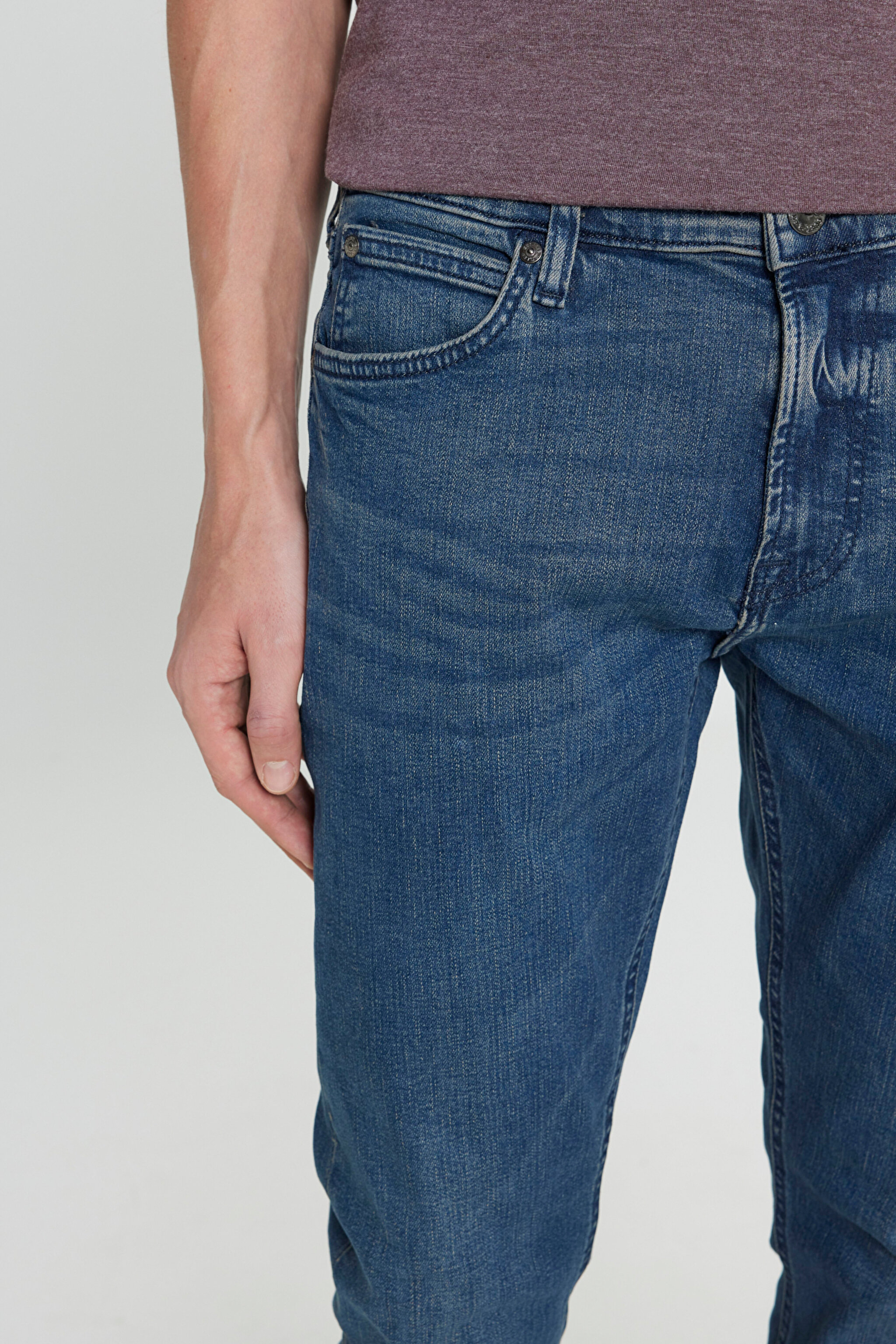 Slim Fit Dar Kesim Normal Bel Dar Paça Luke Mavi Jean Kot Pantolon - Mid Blue-L719127XT (görsel 5)