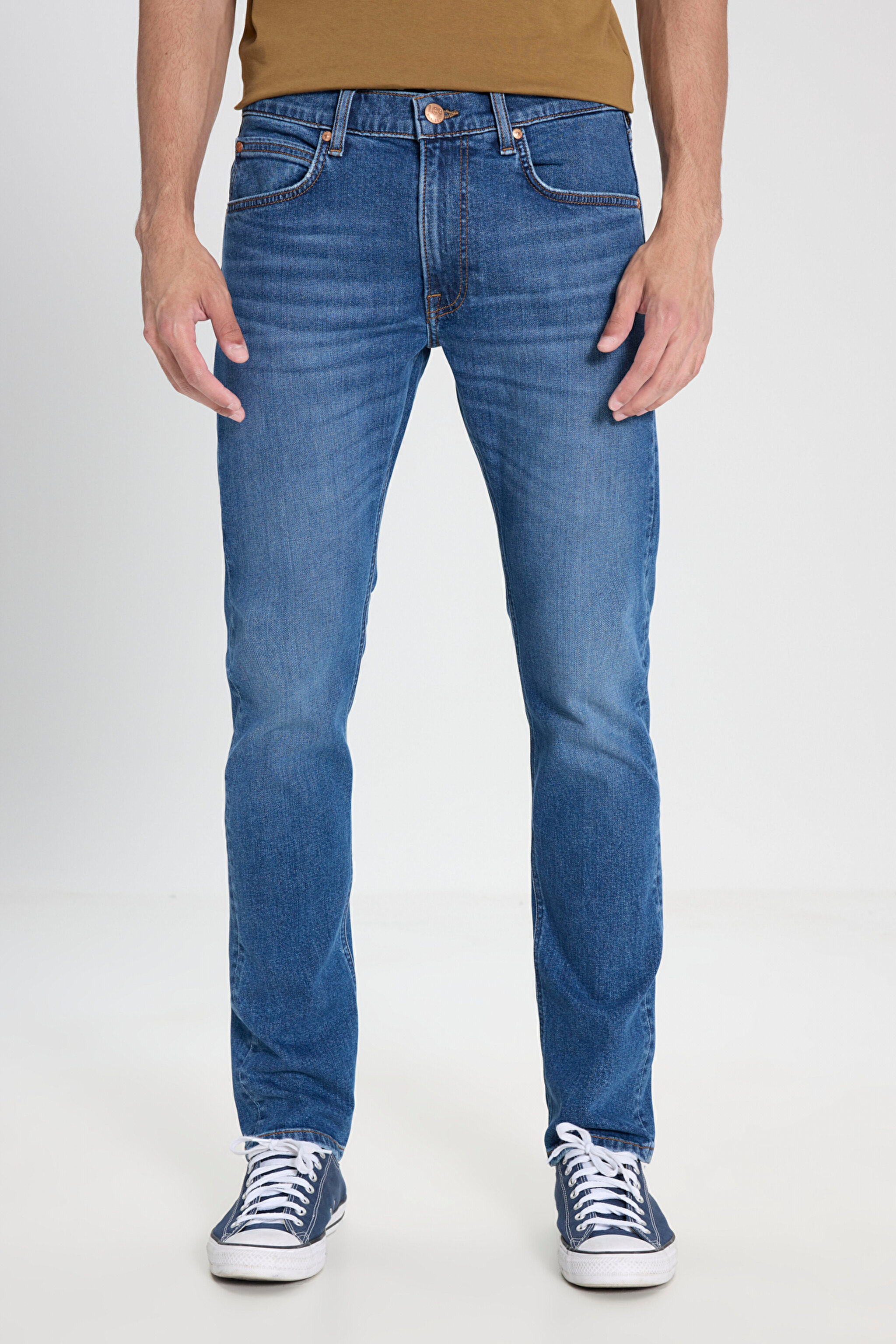Luke Slim Fit Dar Kesim Normal Bel Dar Paça İndigo Jean Denim Pantolon - Light Indigo-L719161319 (görsel 2)