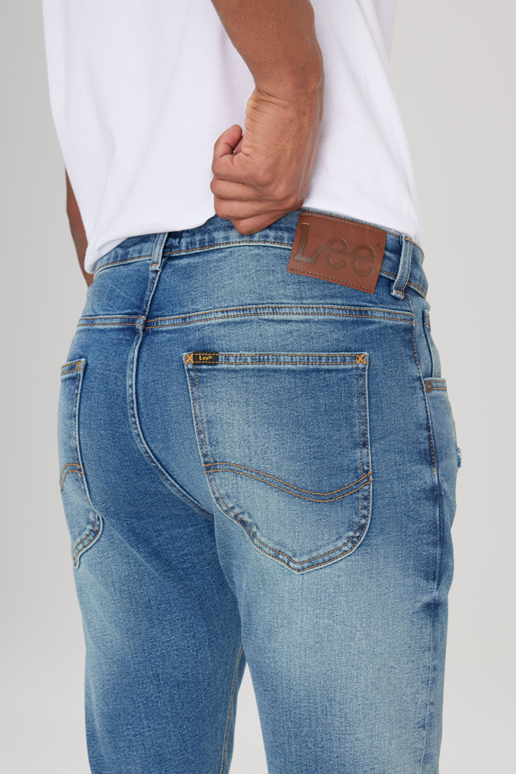 Slim Fit Dar Kesim Normal Bel Dar Paça Luke Mavi Jean Kot Pantolon - Mid Blue-L719165XT (görsel 4)