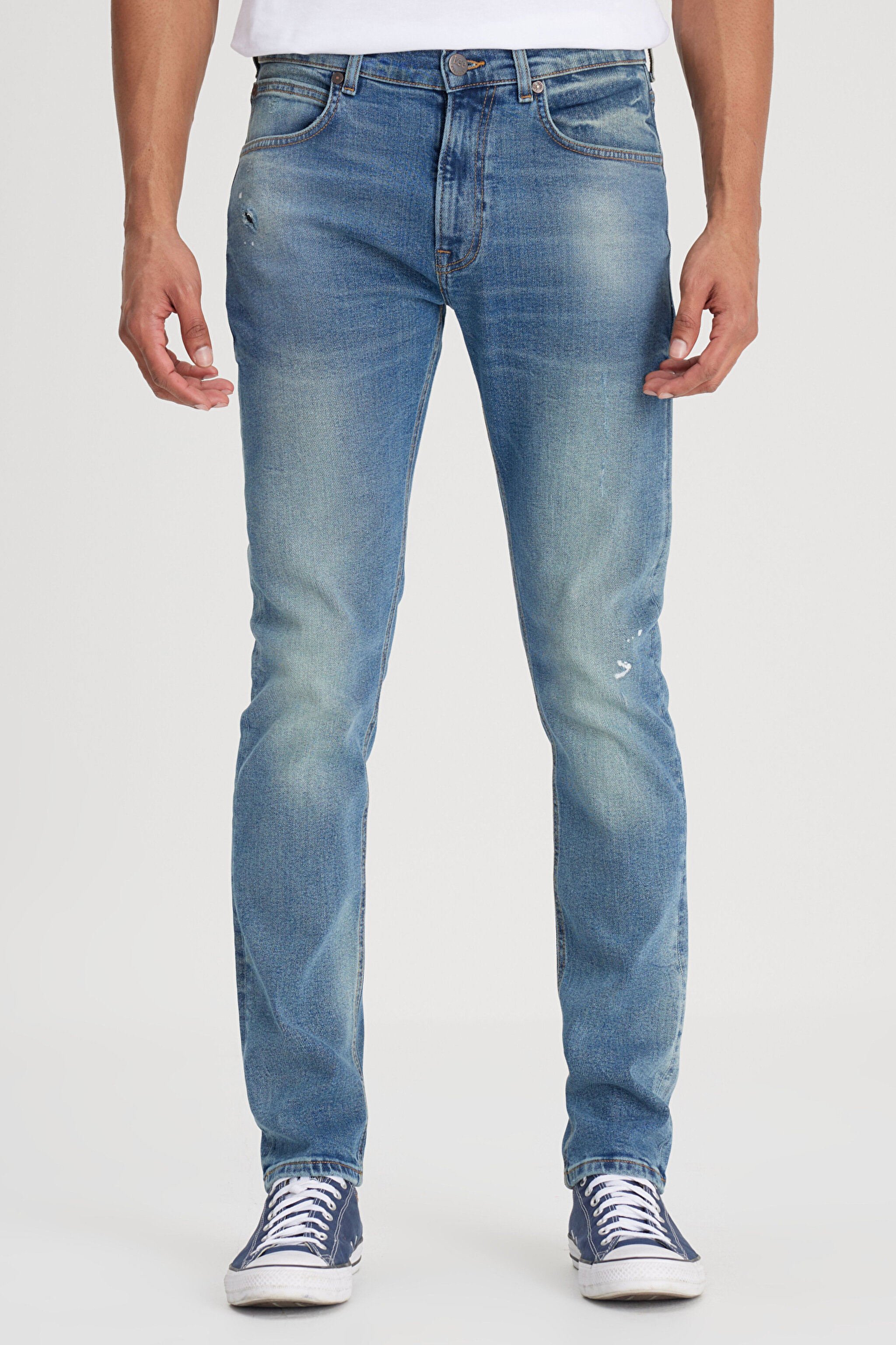 Slim Fit Dar Kesim Normal Bel Dar Paça Luke Mavi Jean Kot Pantolon - Mid Blue-L719165XT (görsel 5)