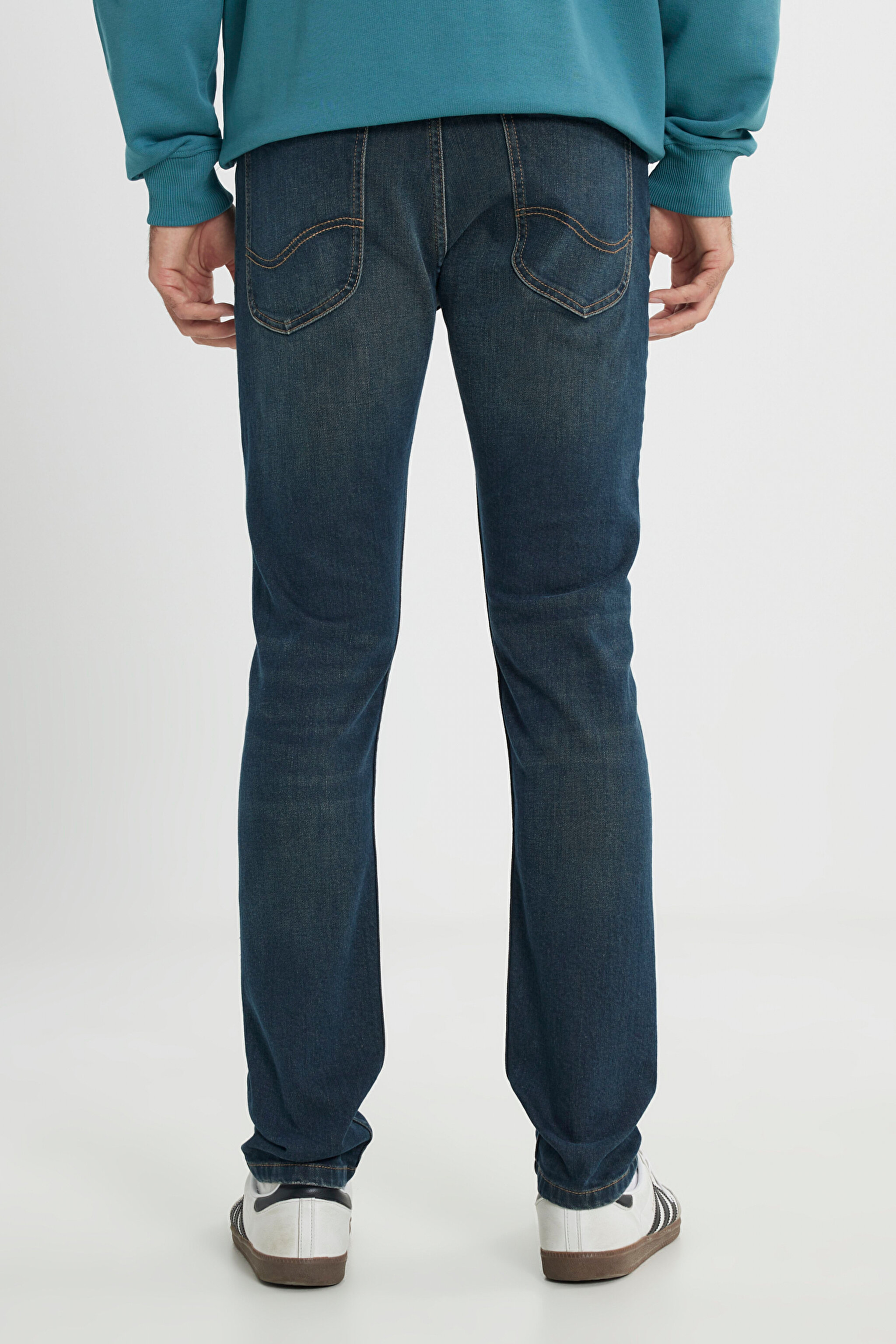Slim Fit Dar Kesim Normal Bel Dar Paça Luke İndigo Jean Denim Pantolon - Mid Indigo-L719166318 (görsel 5)