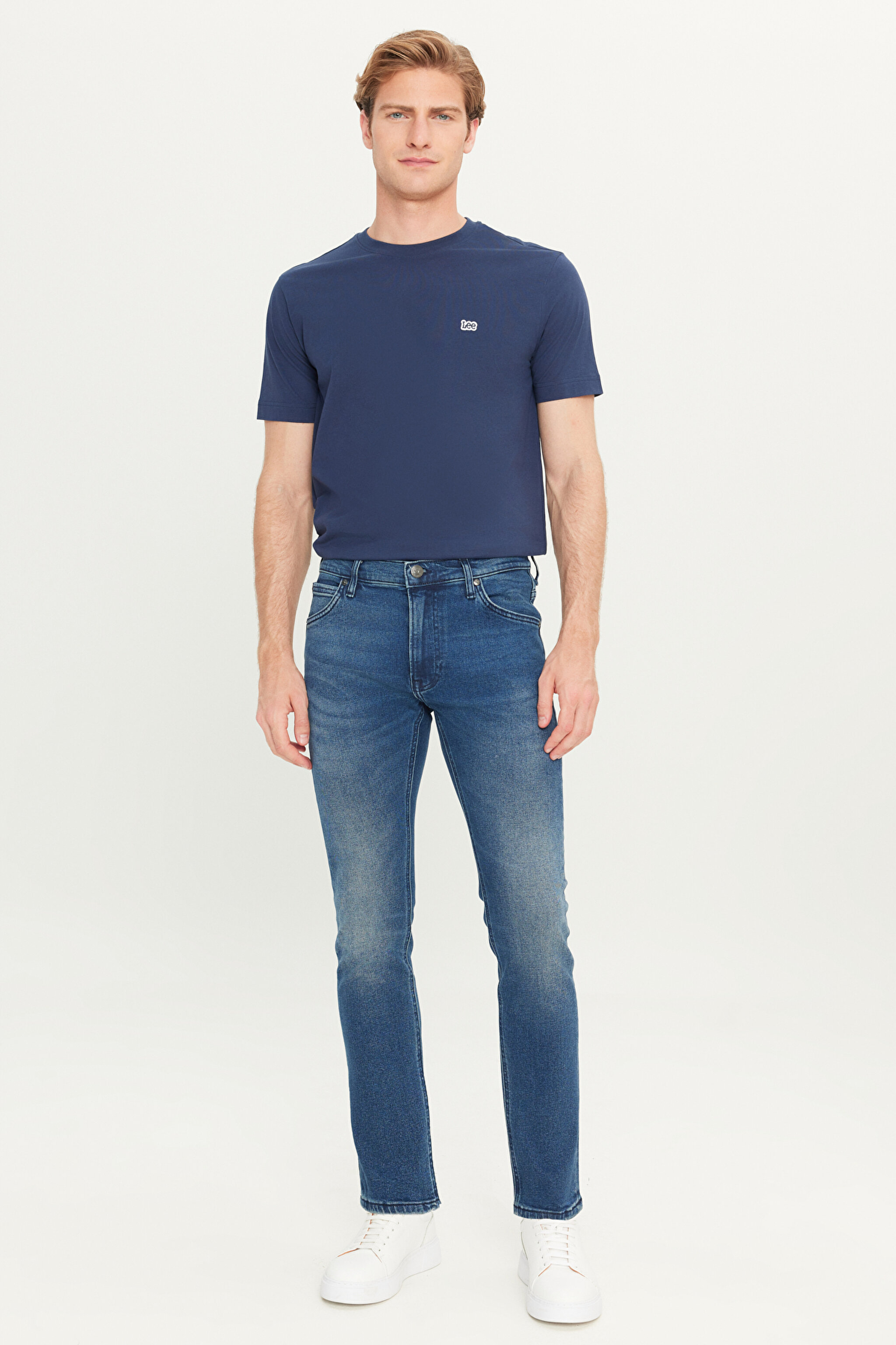 Luke Slim Fit Dar Kesim Normal Bel Dar Paça Pamuklu Esnek Mavi Jean Denim Pantolon