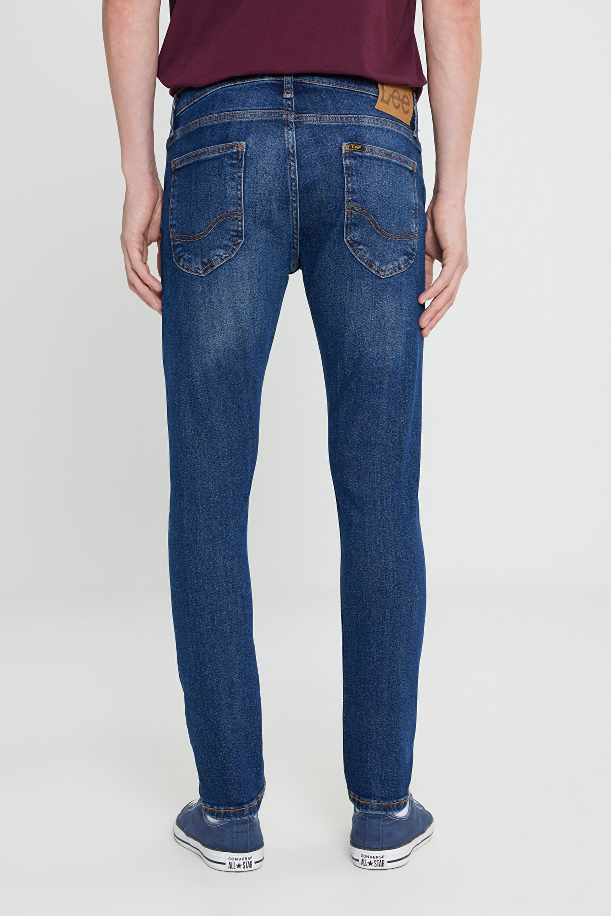 Slim Fit Dar Kesim  Normal Bel Dar Paça Luke Mavi Jean Kot Pantolon - Mid Blue-L719182XT (görsel 4)