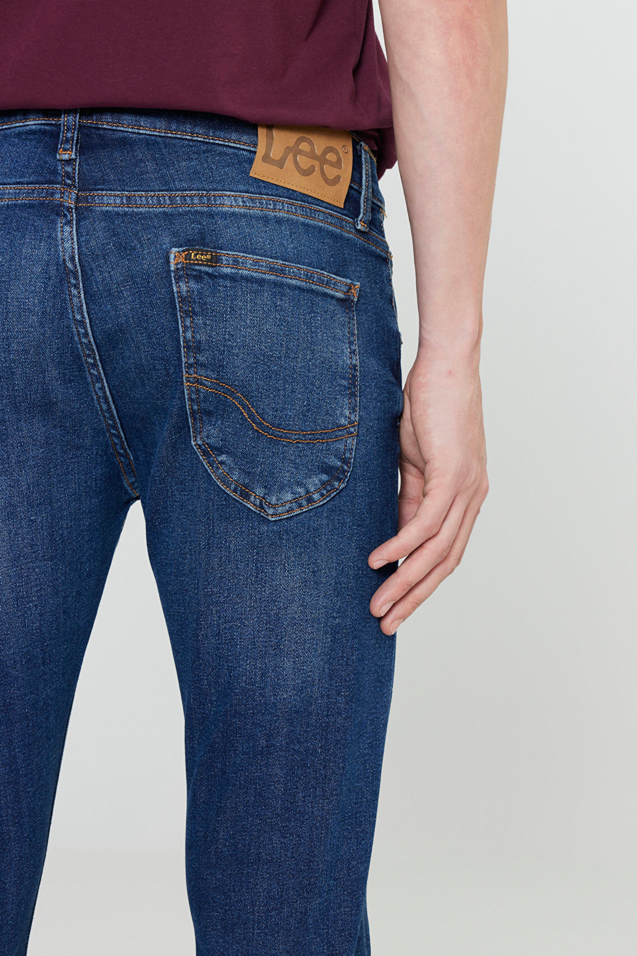 Slim Fit Dar Kesim  Normal Bel Dar Paça Luke Mavi Jean Kot Pantolon - Mid Blue-L719182XT (görsel 6)