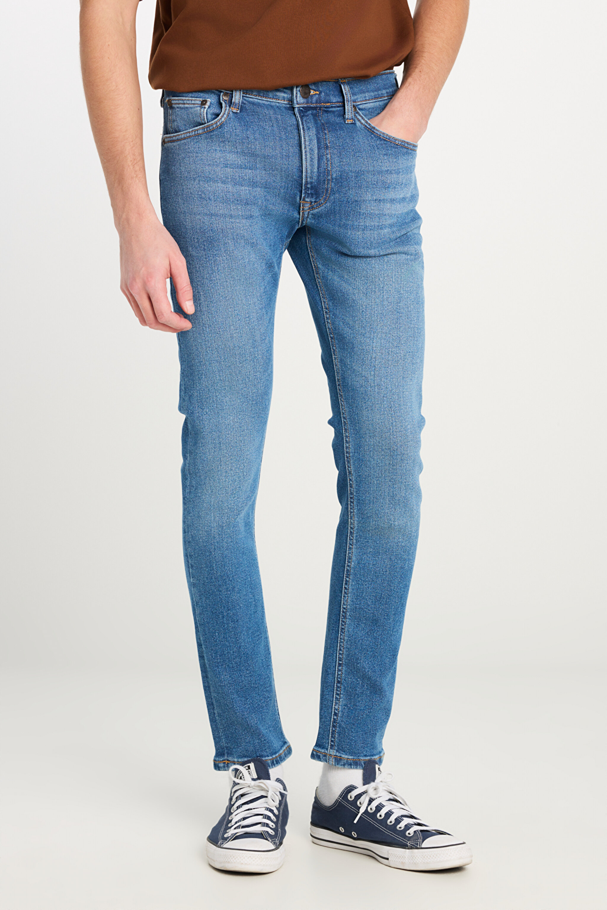 Slim Fit Dar Kesim Normal Bel Dar Paça Luke Açık Mavi Jean Kot Pantolon - Light Blue-L719183404 (görsel 3)