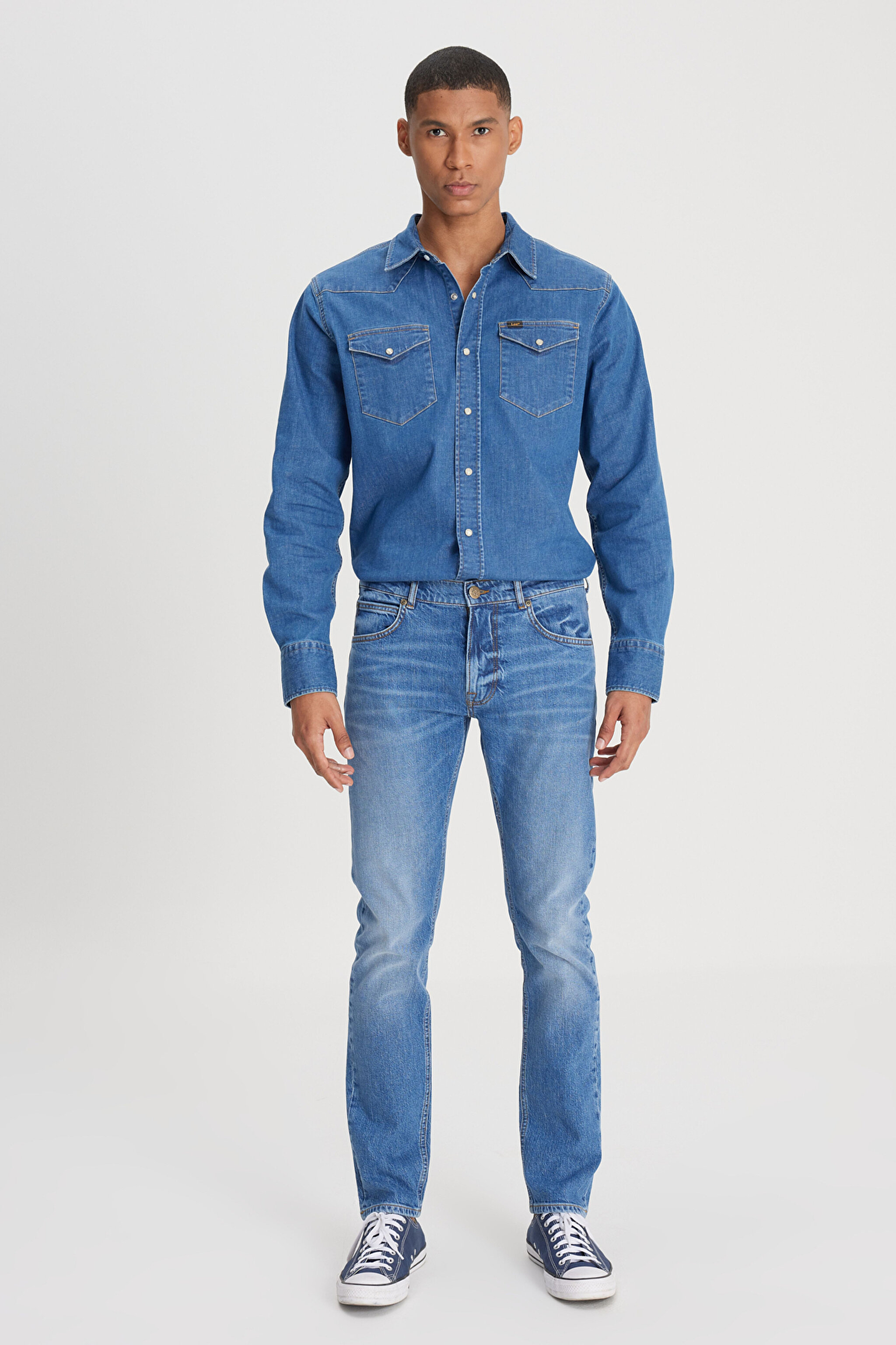 Slim Fit Dar Kesim Normal Bel Dar Paça Luke Mavi Jean Kot Pantolon - Indigo Vintage-L719200872E69 (görsel 2)