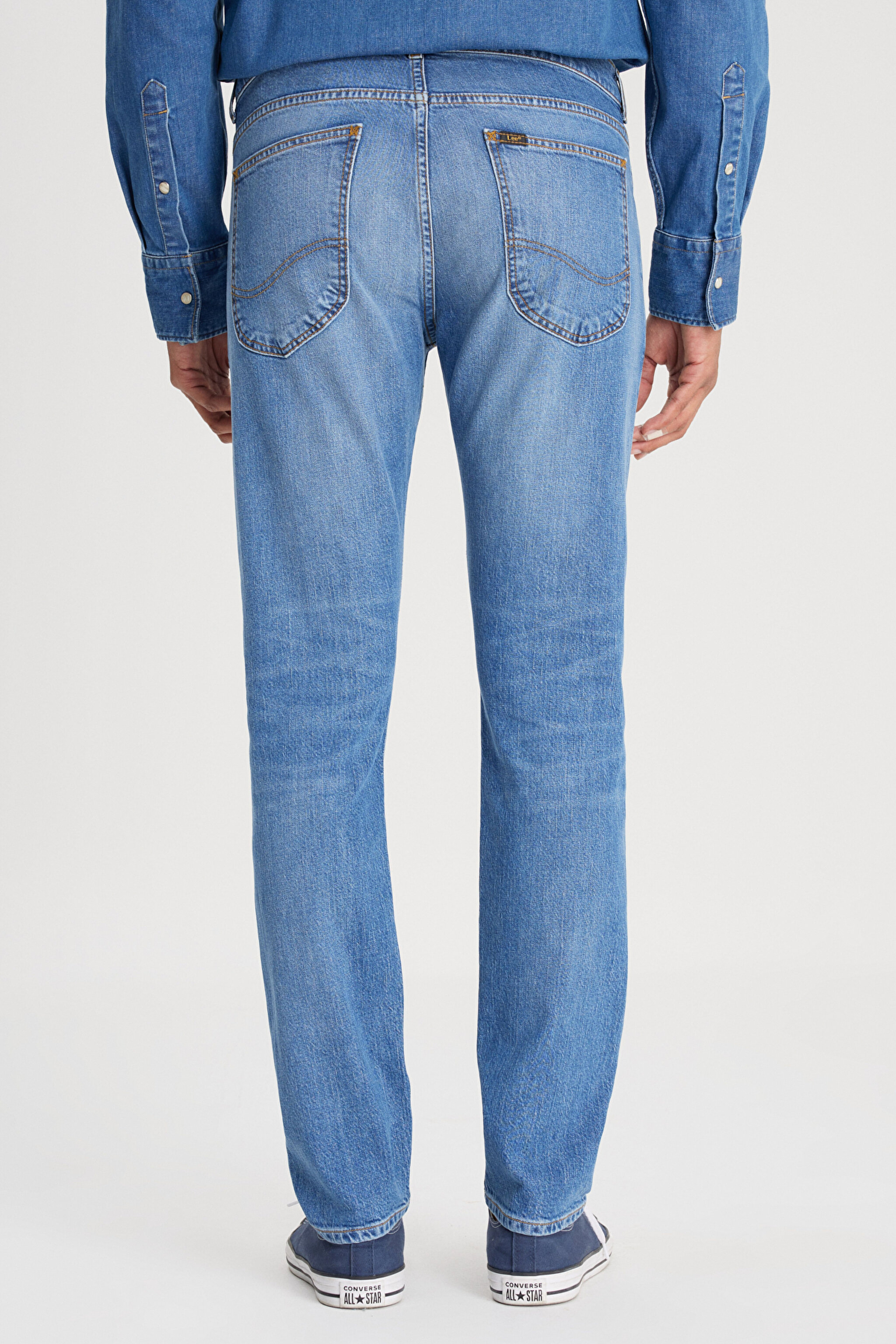 Slim Fit Dar Kesim Normal Bel Dar Paça Luke Mavi Jean Kot Pantolon - Indigo Vintage-L719200872E69 (görsel 6)