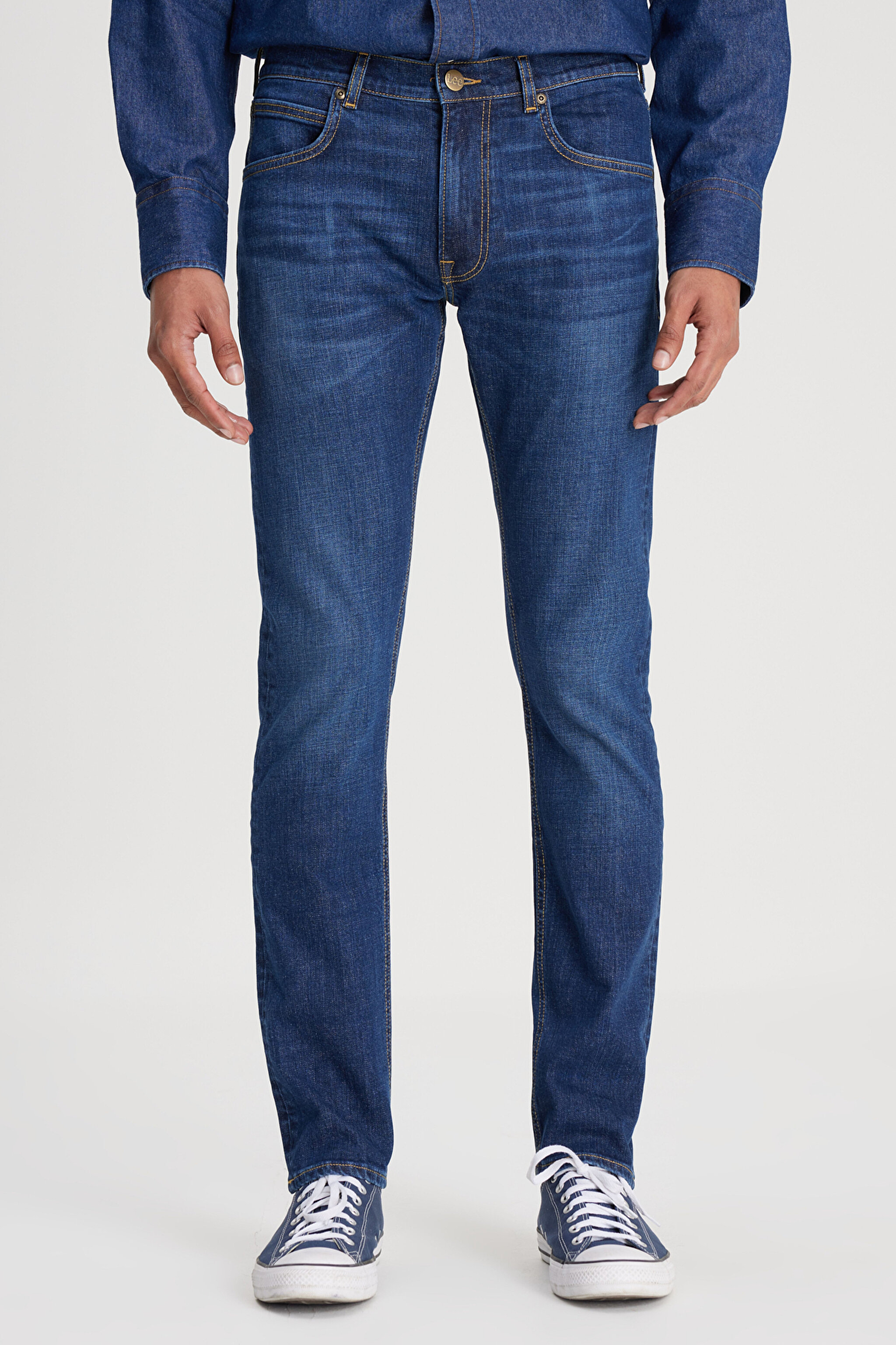 Slim Fit Dar Kesim Normal Bel Dar Paça Luke Koyu Mavi Jean Kot Pantolon - Springfield-L719205246G53 (görsel 6)