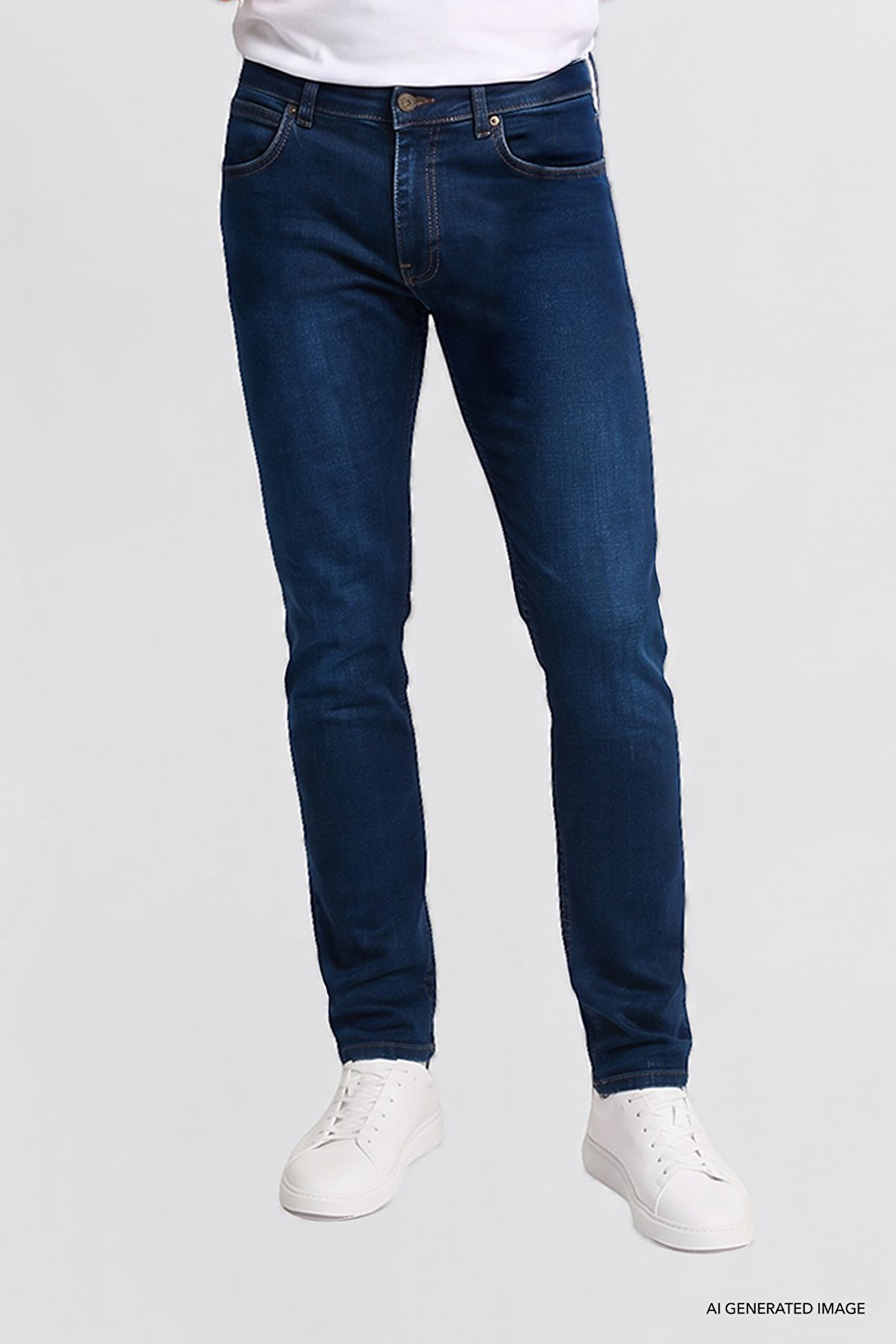 Luke Slim Fit Dar Kesim Normal Bel Dar Paça Pamuklu Esnek Mavi Jean Denim Pantolon - Dark Indigo-L719260145317 (görsel 3)