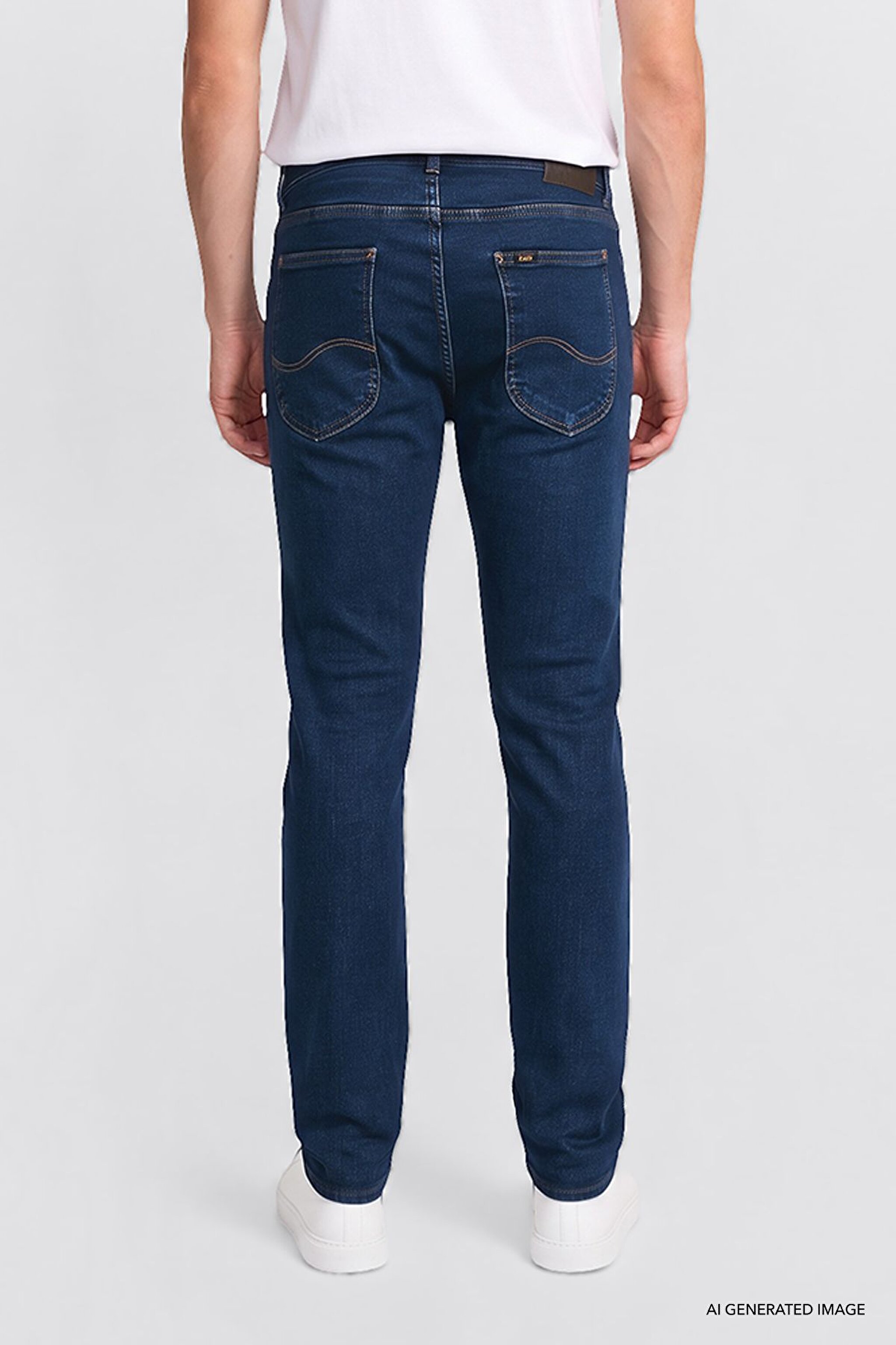 Luke Slim Fit Dar Kesim Normal Bel Dar Paça Pamuklu Esnek Mavi Jean Denim Pantolon - Dark Indigo-L719260145317 (görsel 4)